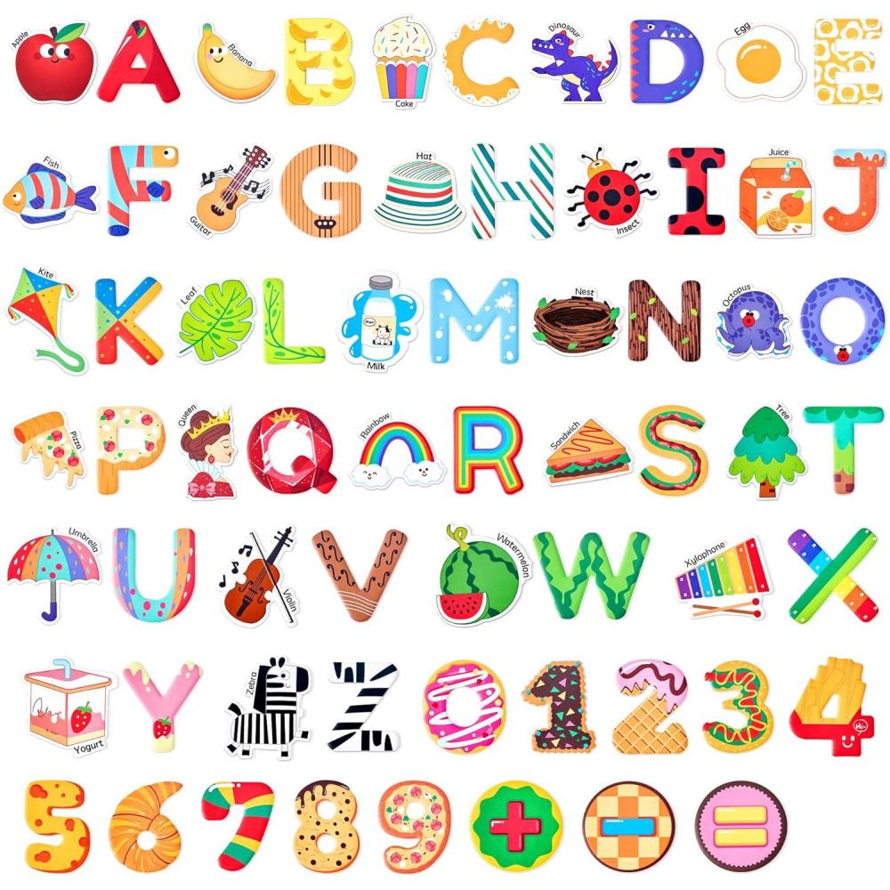 JoyCat Fridge Magnets for Toddlers & Kids – 26 Cute A-Z Objects, Large Magnetic Refrigerator Toys, Fun Educational Learning Gifts for Girls and Boys 2 3 4 5 Years Old(Objects+Letters+Numbers)