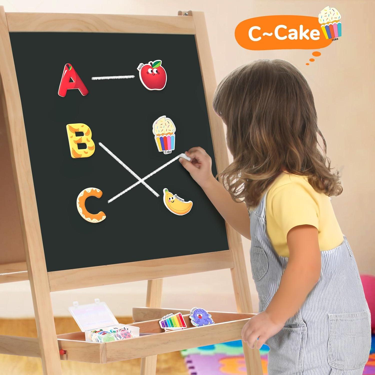 JoyCat Fridge Magnets for Toddlers & Kids – 26 Cute A-Z Objects, Large Magnetic Refrigerator Toys, Fun Educational Learning Gifts for Girls and Boys 2 3 4 5 Years Old(Objects+Letters+Numbers)