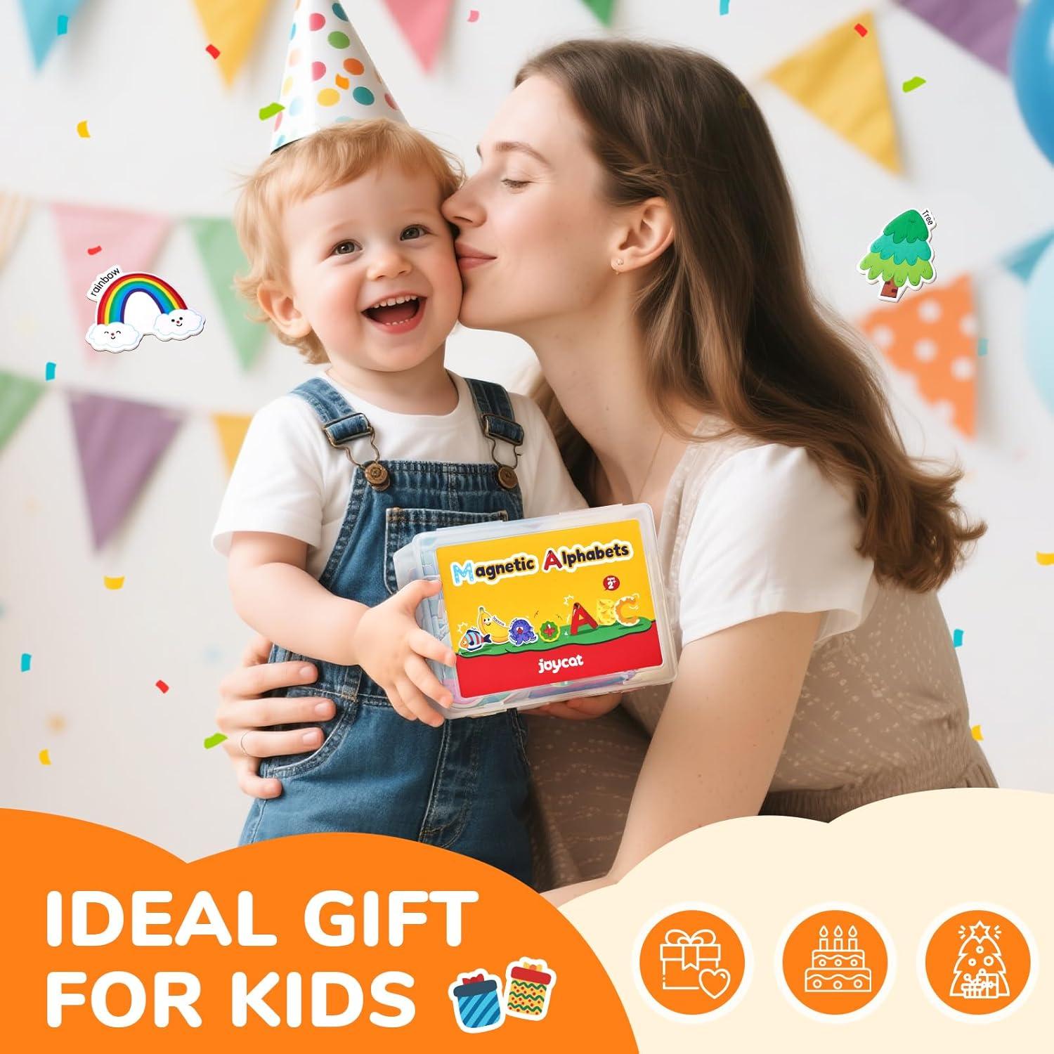 JoyCat Fridge Magnets for Toddlers & Kids – 26 Cute A-Z Objects, Large Magnetic Refrigerator Toys, Fun Educational Learning Gifts for Girls and Boys 2 3 4 5 Years Old(Objects+Letters+Numbers)