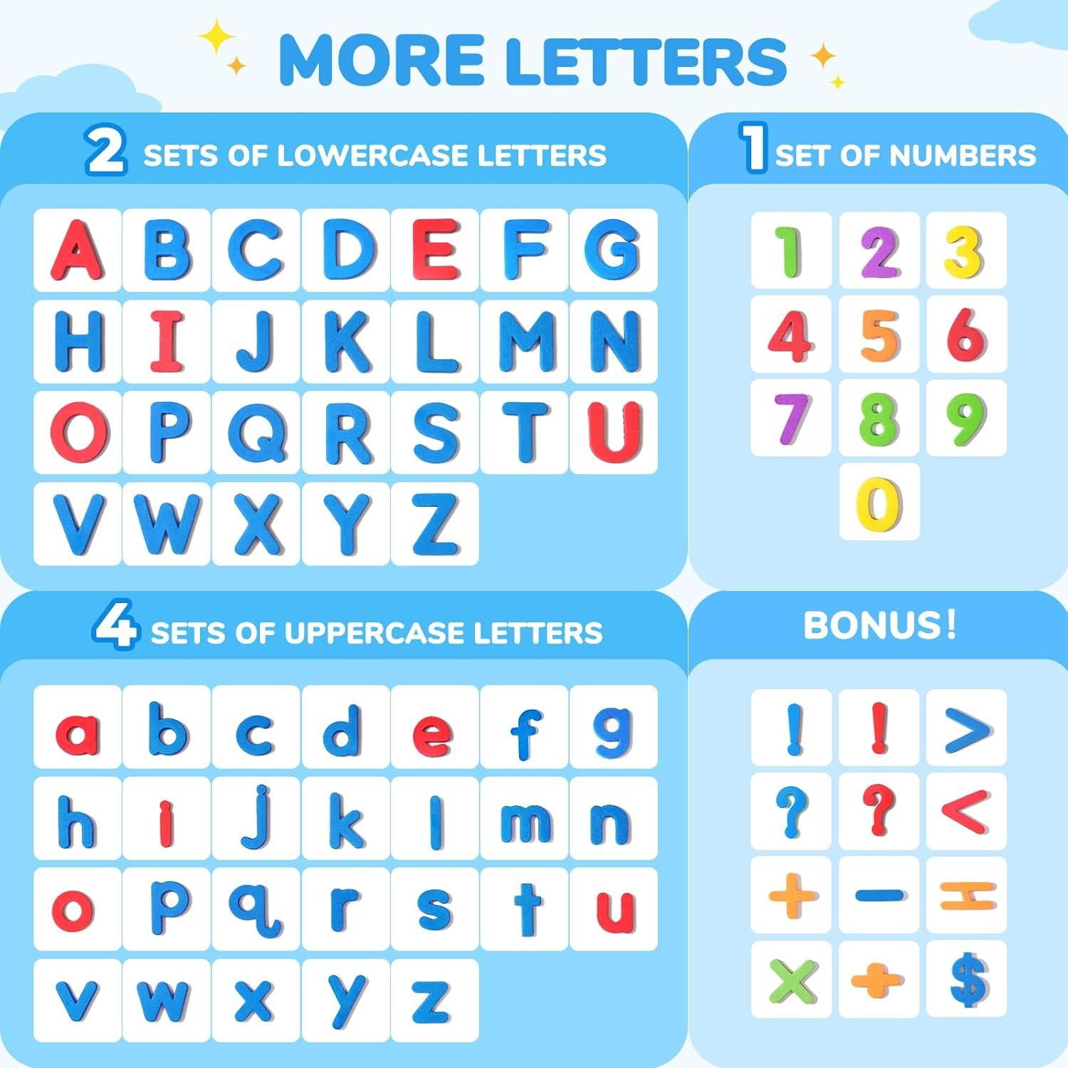 Gamenote Classroom Magnetic Letters Kit 238 Pcs with Double-Side Magnet Board – Foam Alphabet Letters for Kids Spelling and Learning(178PCS)