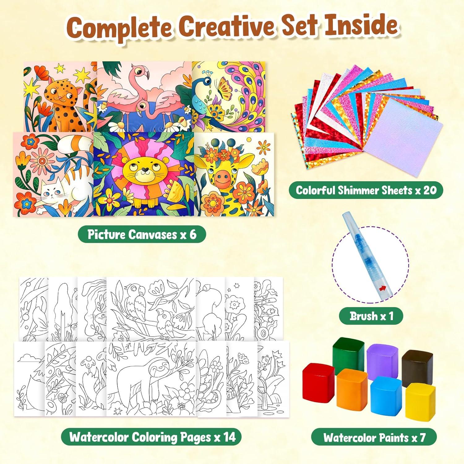 JoyCat Paint with Water Coloring Books, Art & Craft Activity, No Mess Art for Kids Ages 4-8, Craft Kits & Supplies, DIY Creative Activity, Gifts for Girls & Boys (Ocean Princess)(Animals)