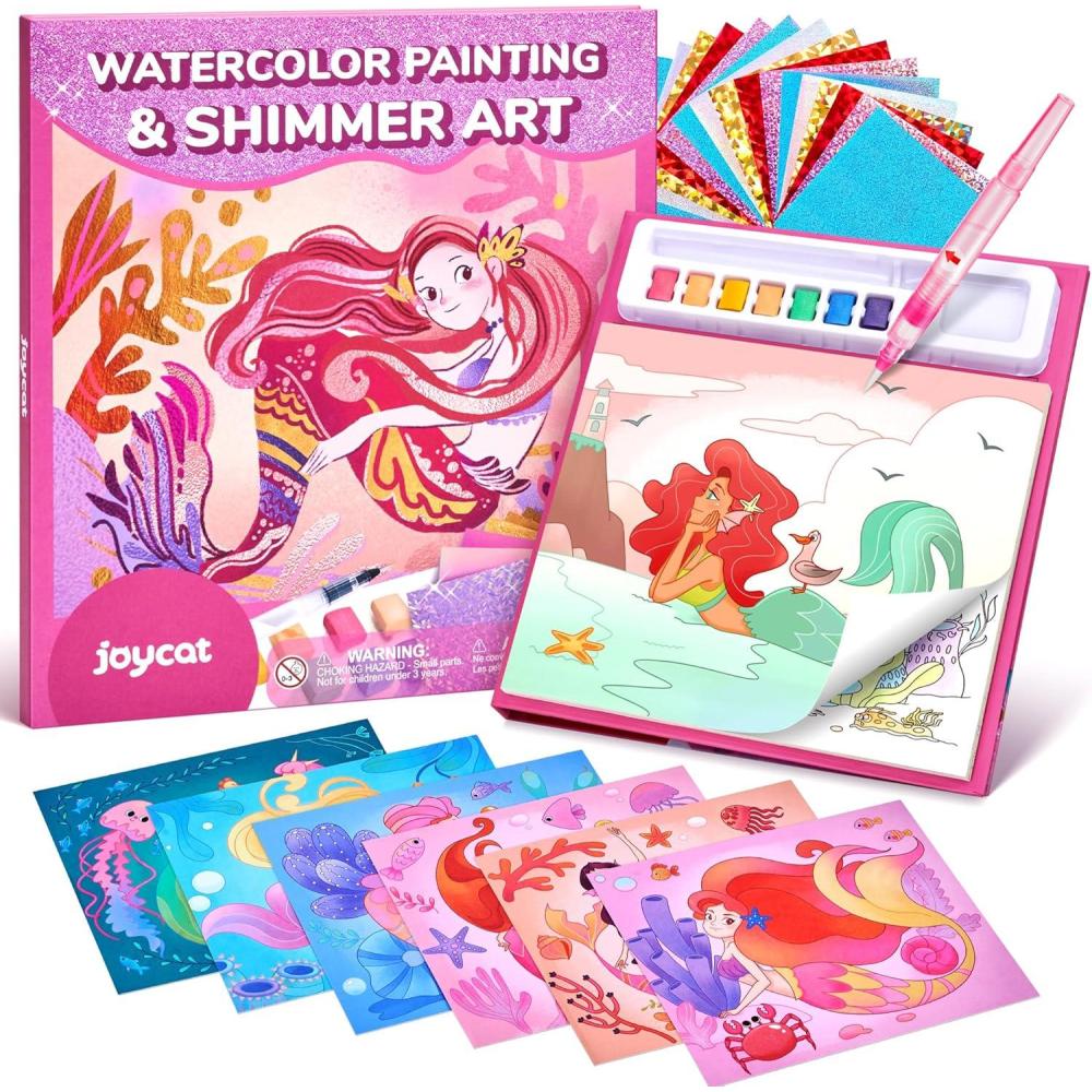 JoyCat Paint with Water Coloring Books, Art & Craft Activity, No Mess Art for Kids Ages 4-8, Craft Kits & Supplies, DIY Creative Activity, Gifts for Girls & Boys (Ocean Princess)(Ocean Princess)