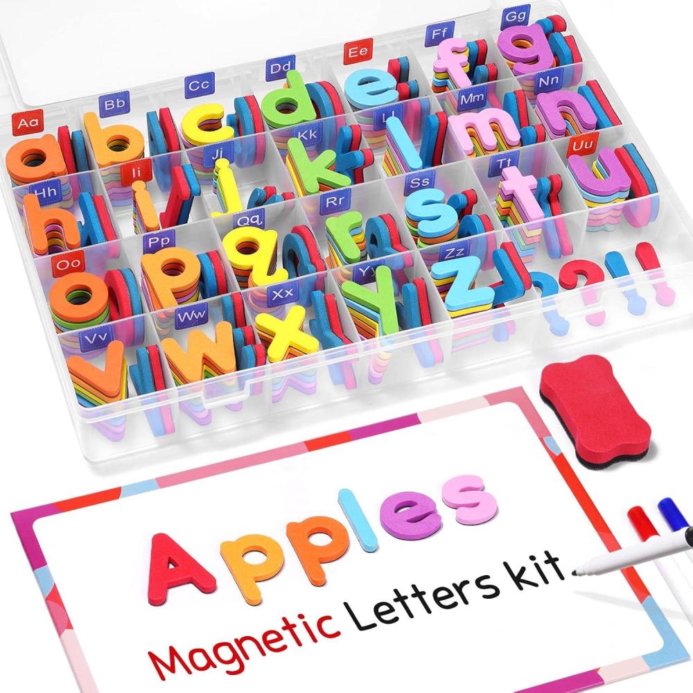 Gamenote Classroom Magnetic Alphabet Letters Kit 238 Pcs with Double – Side Magnet Board – Foam Alphabet Letters for Preschool Kids Toddler Spelling and Learning Colorful ABC Education Fridge Magnets(238PCS)