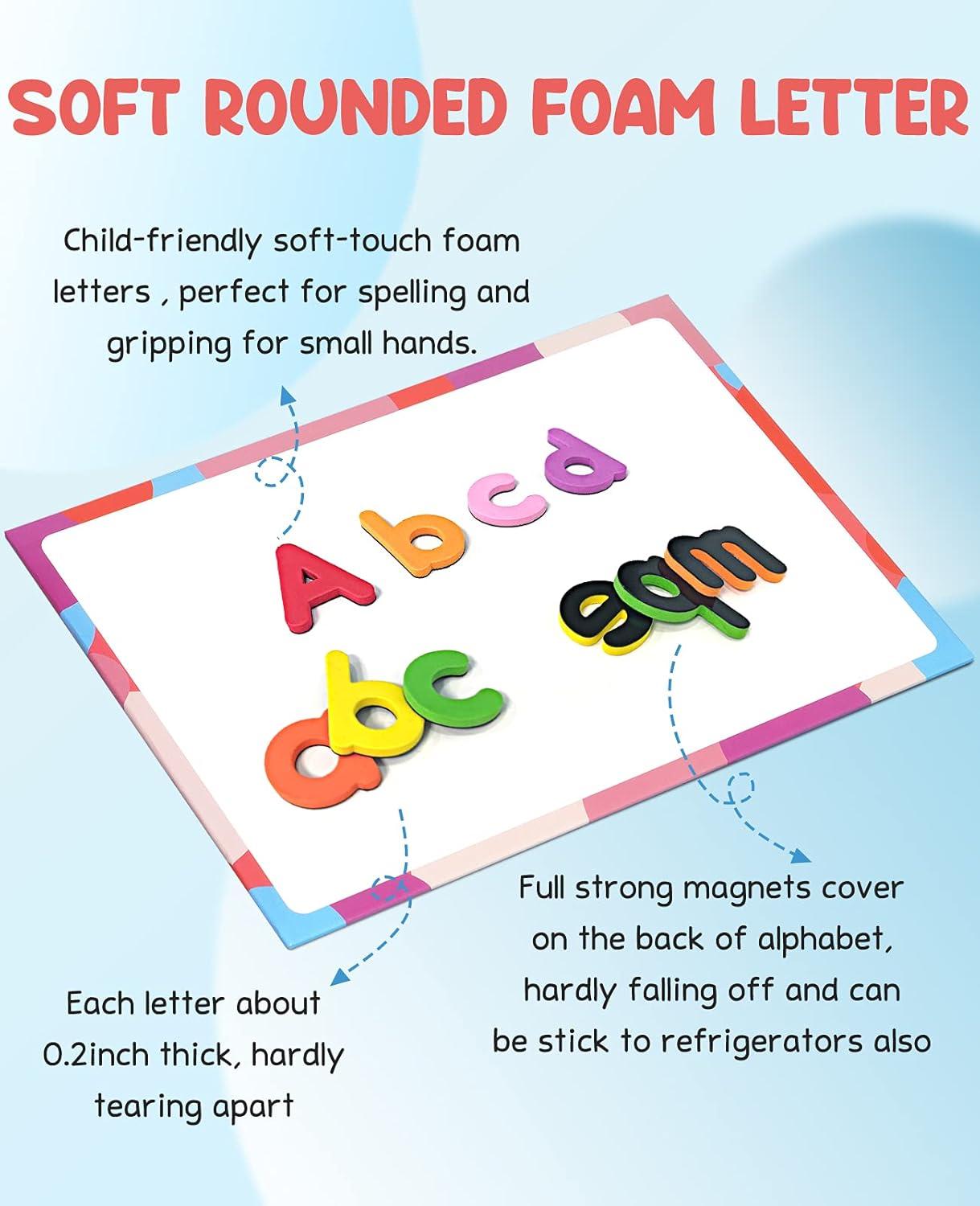 Gamenote Classroom Magnetic Alphabet Letters Kit 238 Pcs with Double – Side Magnet Board – Foam Alphabet Letters for Preschool Kids Toddler Spelling and Learning Colorful ABC Education Fridge Magnets(238PCS)