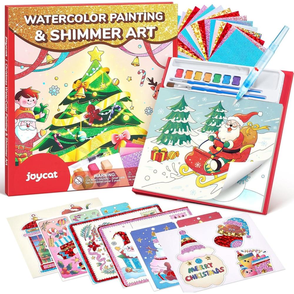 JoyCat Paint with Water Coloring Books, Art & Craft Activity, No Mess Art for Kids Ages 4-8, Craft Kits & Supplies, DIY Creative Activity, Gifts for Girls & Boys (Christmas)(Christmas)