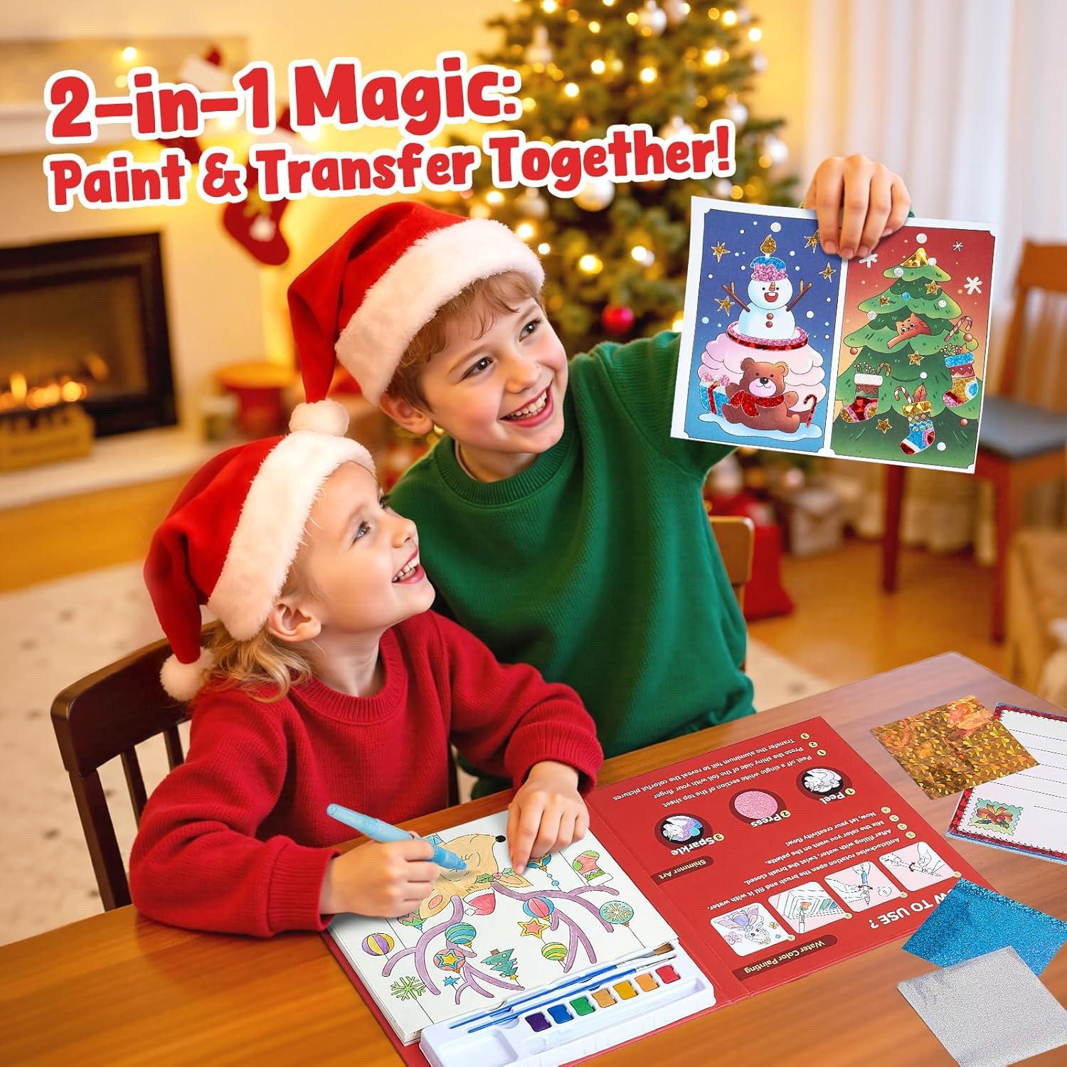 JoyCat Paint with Water Coloring Books, Art & Craft Activity, No Mess Art for Kids Ages 4-8, Craft Kits & Supplies, DIY Creative Activity, Gifts for Girls & Boys (Christmas)(Christmas)