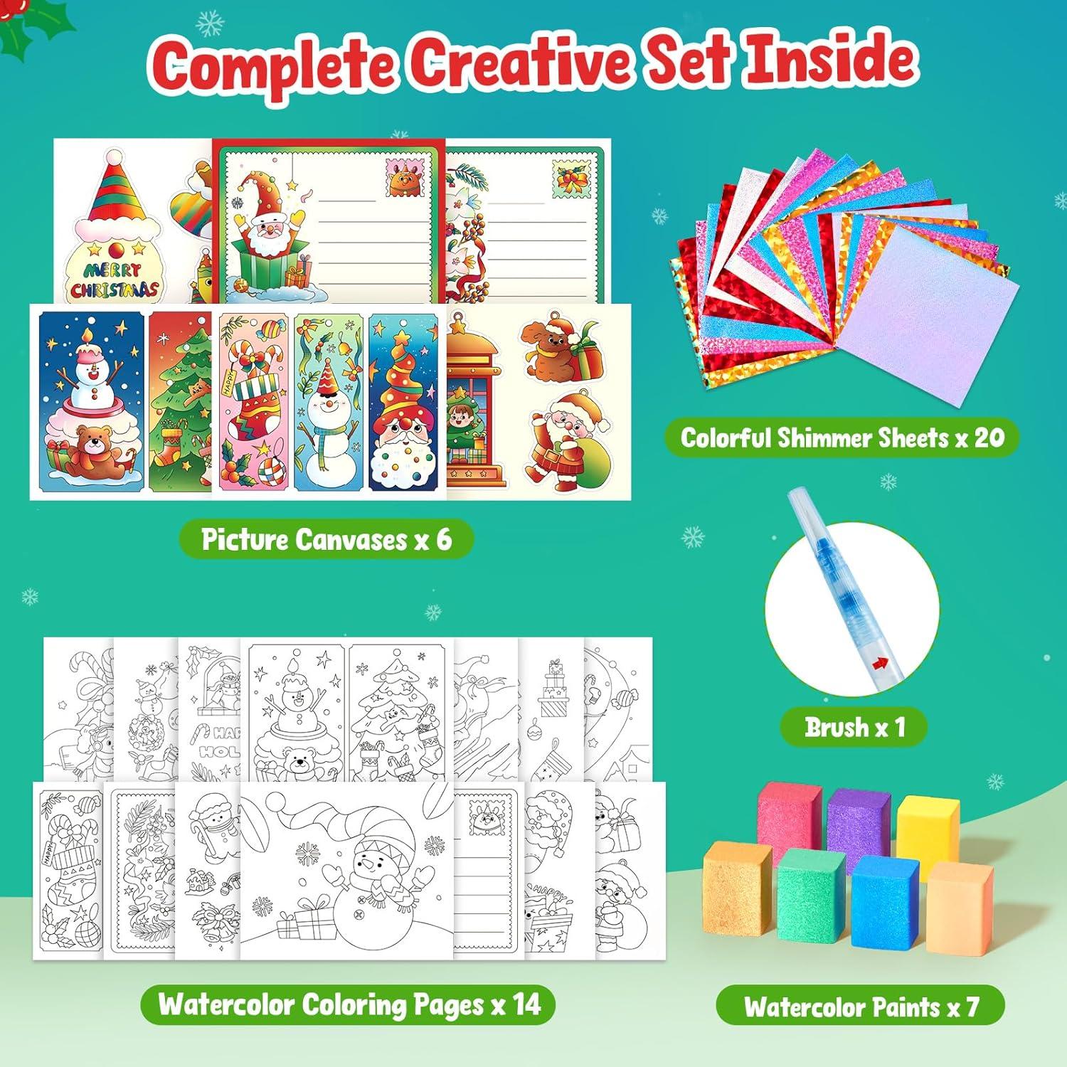 JoyCat Paint with Water Coloring Books, Art & Craft Activity, No Mess Art for Kids Ages 4-8, Craft Kits & Supplies, DIY Creative Activity, Gifts for Girls & Boys (Christmas)(Christmas)