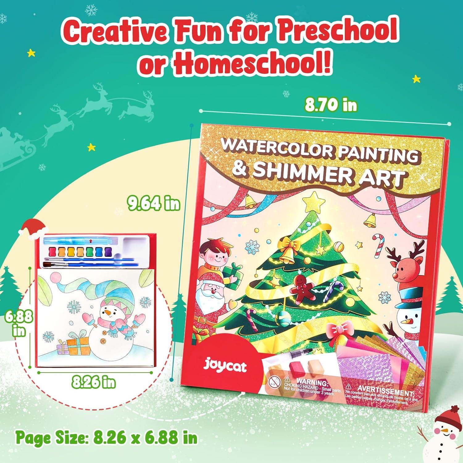 JoyCat Paint with Water Coloring Books, Art & Craft Activity, No Mess Art for Kids Ages 4-8, Craft Kits & Supplies, DIY Creative Activity, Gifts for Girls & Boys (Christmas)(Christmas)