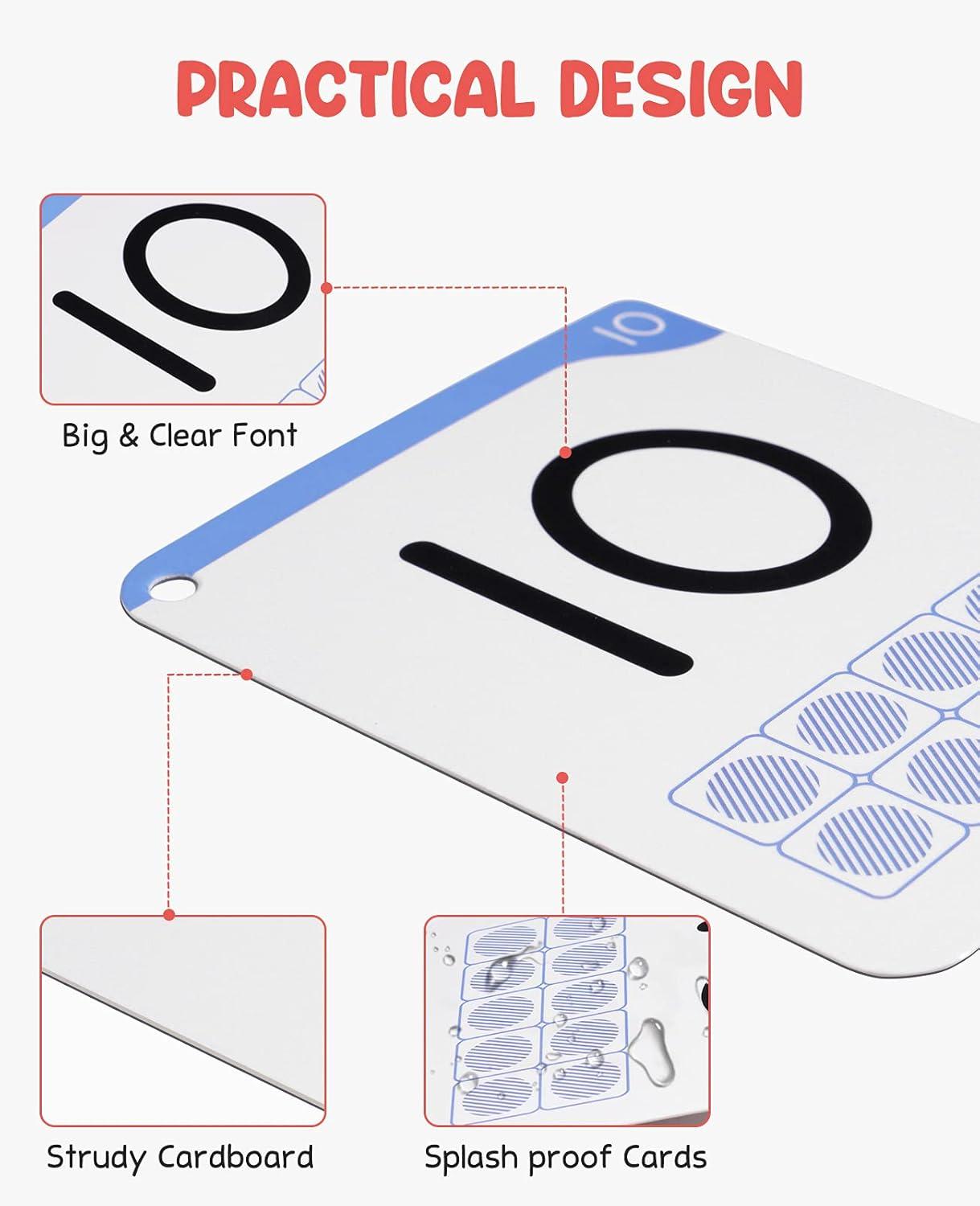 Gamenote Dry Erase Alphabet and Number Flash Cards – Write and Wipe Laminated ABC Letter Tracing Practice Card for Kindergarten (47 Flashcards with 2 Rings and Marker)