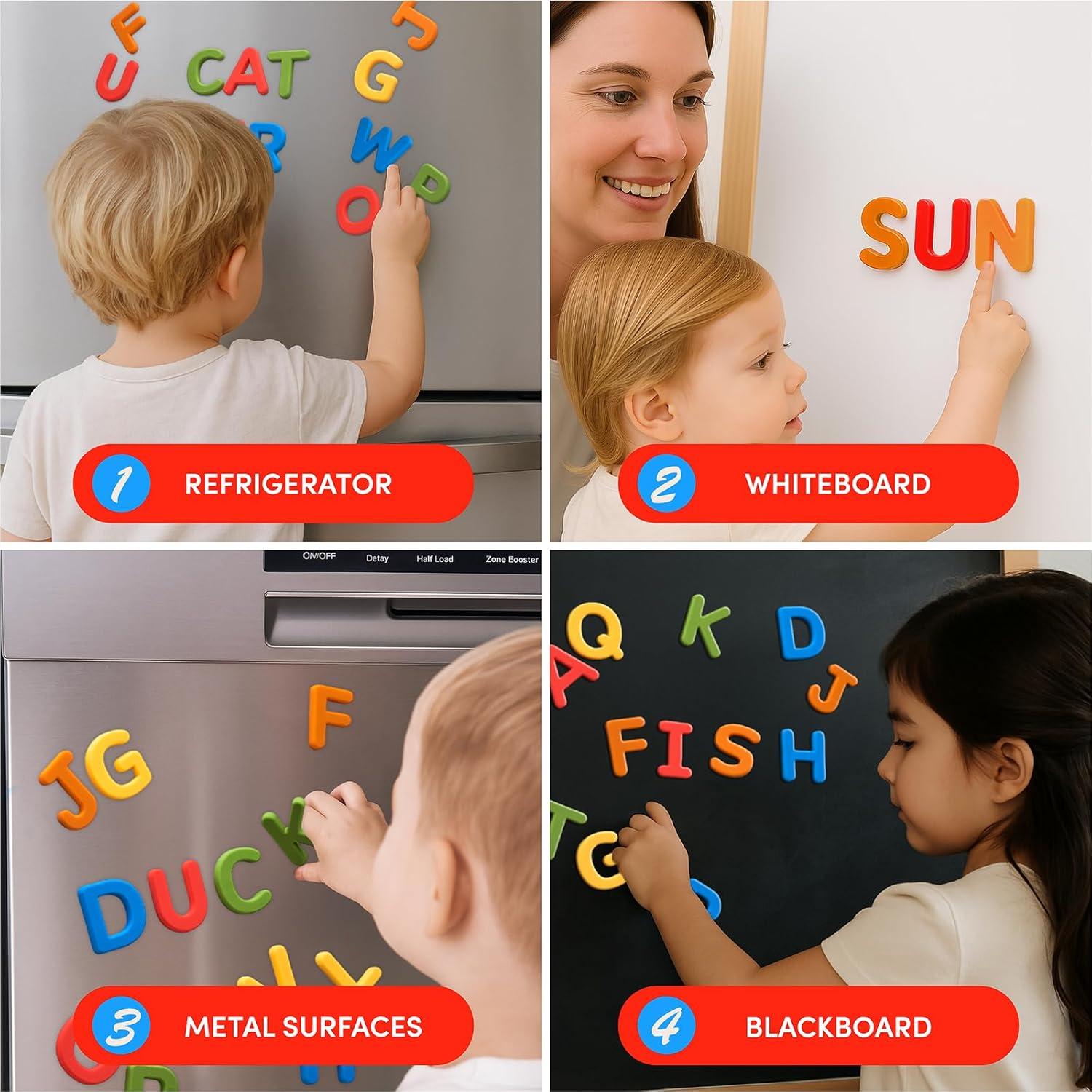JoyCat Silicone Alphabet Magnetic Letters, 26 Uppercase ABC Fridge Magnets for Kids 3+, Preschool Learning Refrigerator Toy Set, Birthday Gifts for Boys & Girls (Subtle Color)(Vibrant Color)