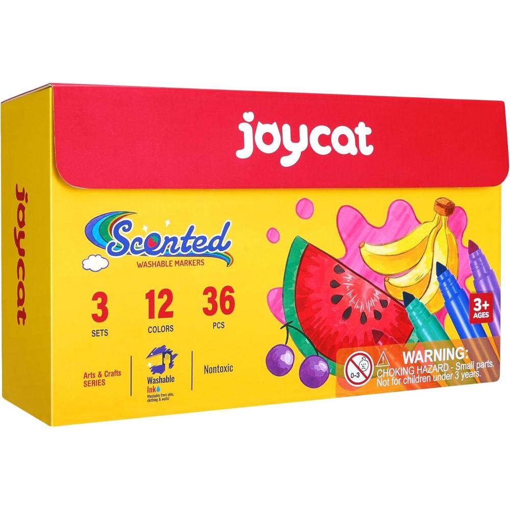 JoyCat 24 Colors Scented Washable Markers for Kids, Fruit & Dessert Smelly Markers with Versatile Conical Tips, Non-Toxic Art Supplies for Toddlers & School Classroom, Ideal Gifts for kids.(36)
