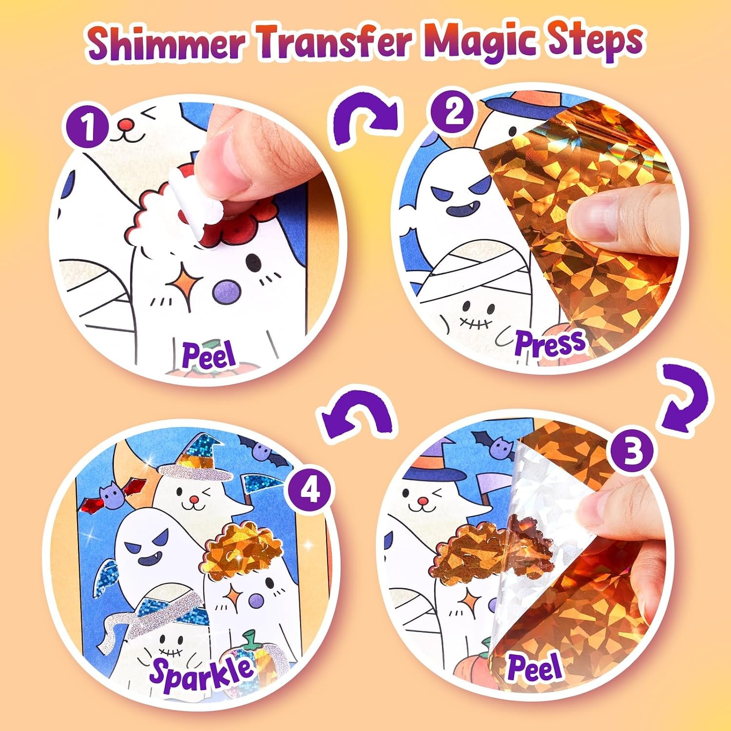 JoyCat Paint with Water Coloring Books & Shimmer Art (Bugs & Blossoms)(Halloween)
