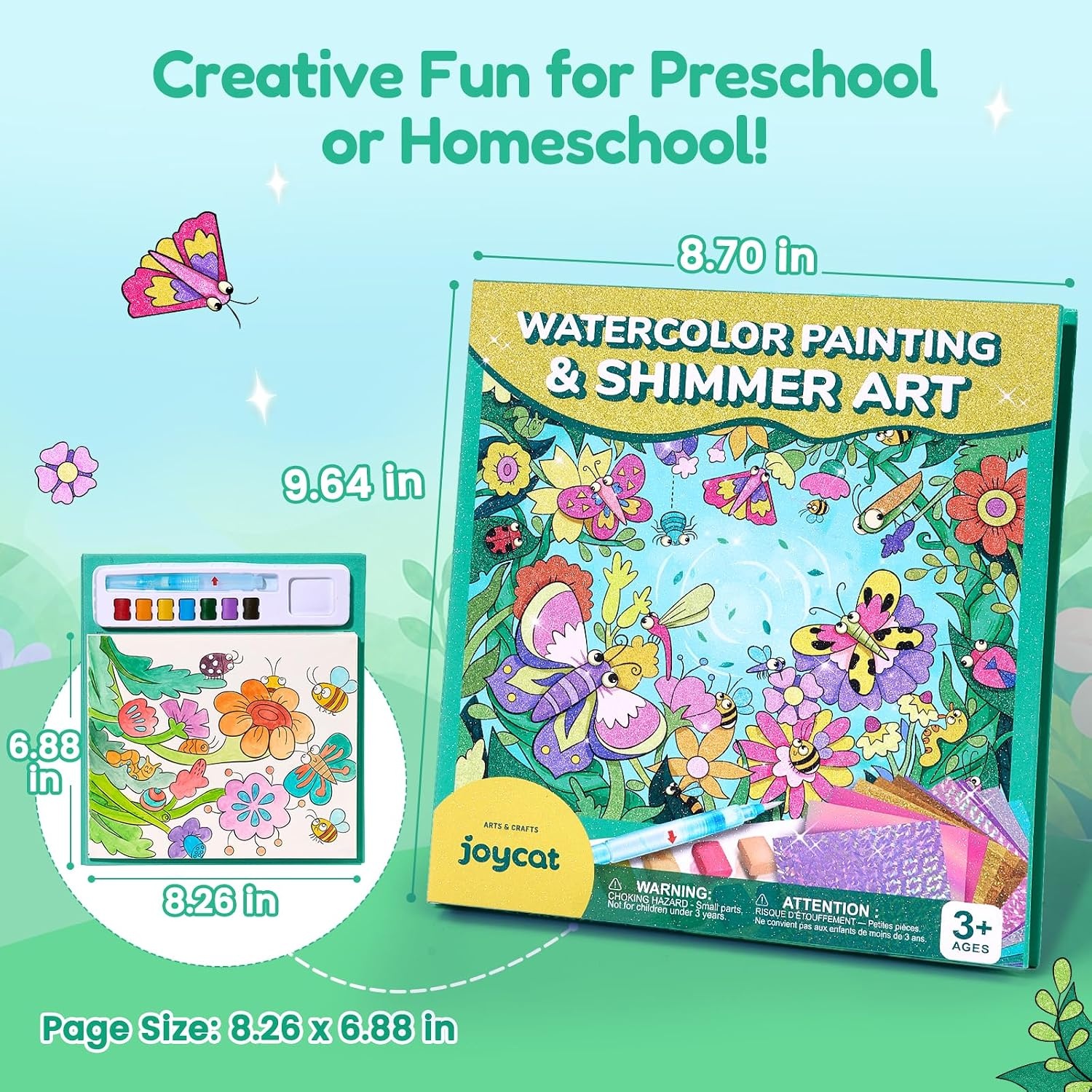 JoyCat Paint with Water Coloring Books & Shimmer Art (Bugs & Blossoms)(Bugs & Blossoms)
