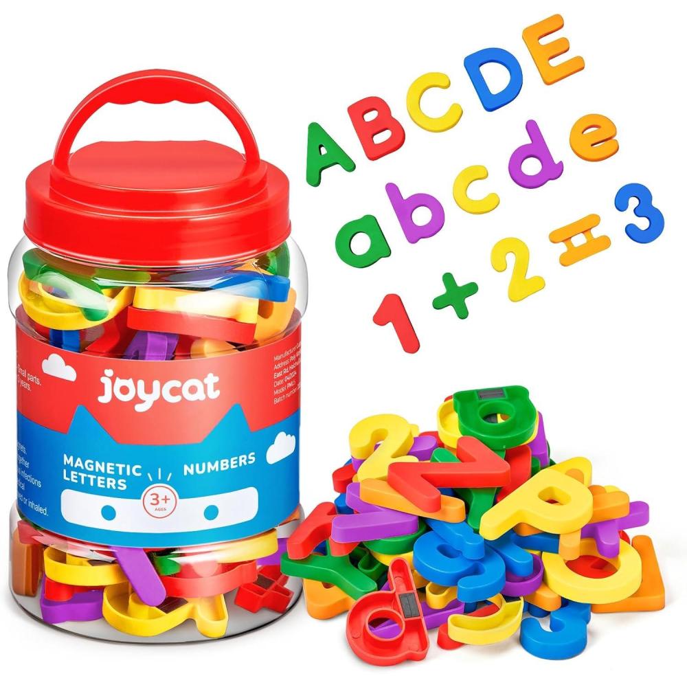 JoyCat 104 Pieces Magnetic Letters Numbers Alphabet Fridge Magnets ABC 123 Preschool Educational Learning Plastic Colorful Toy Set Uppercase Lowercase Math Symbols for Toddlers Kids 3+(104PCS)