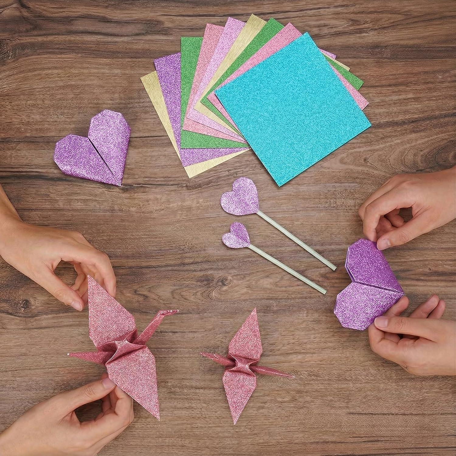 JoyCat Origami Papers, 6×6 Inches – Floral & Botanical Origami Paper – 50 Sheets Double-Sided Vintage Flower Patterns, Retro Nature Folding Paper for Scrapbooking(Pastel Glitter)