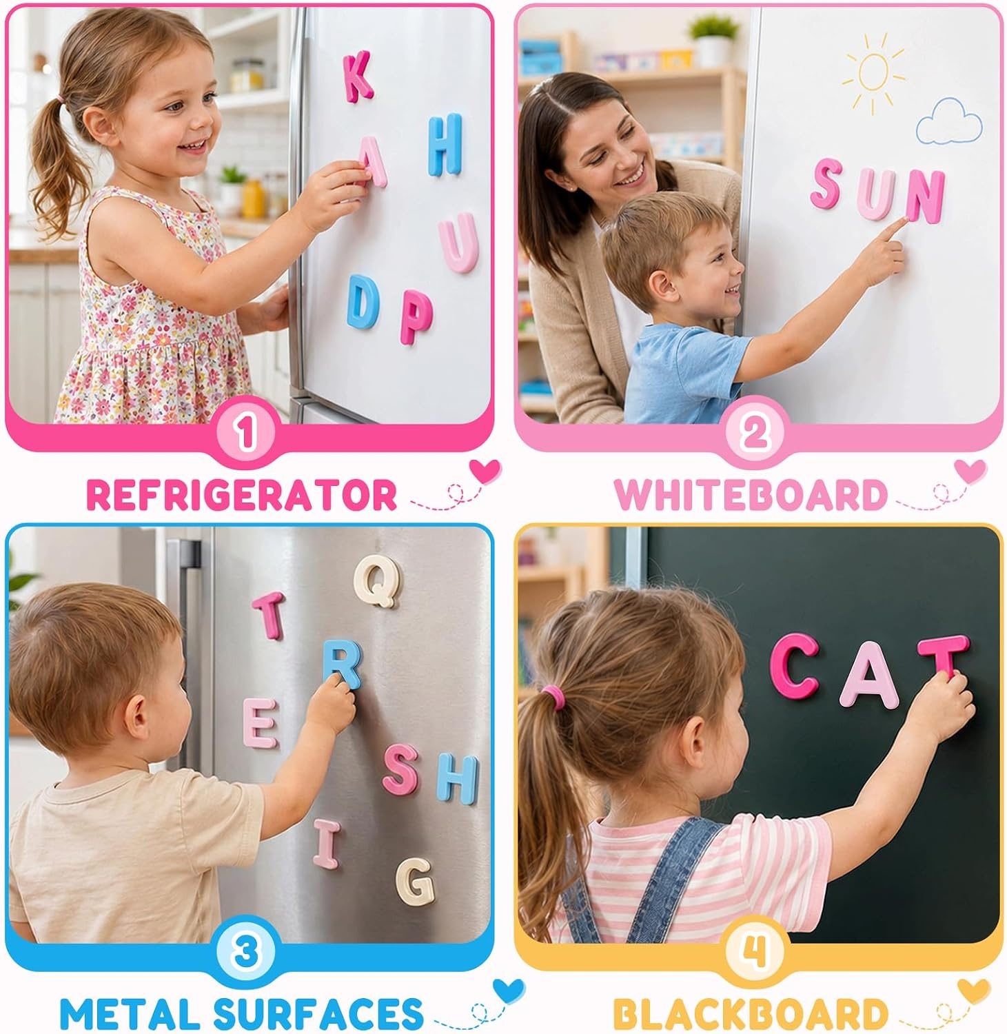 JoyCat Silicone Magnetic Alphabet Letters, 26 Uppercase ABC Fridge Magnets for Toddlers & Kids, Preschool Learning Refrigerator Toy Set, Birthday Gifts for Boys and Girls (Sunny Color)(Dream)