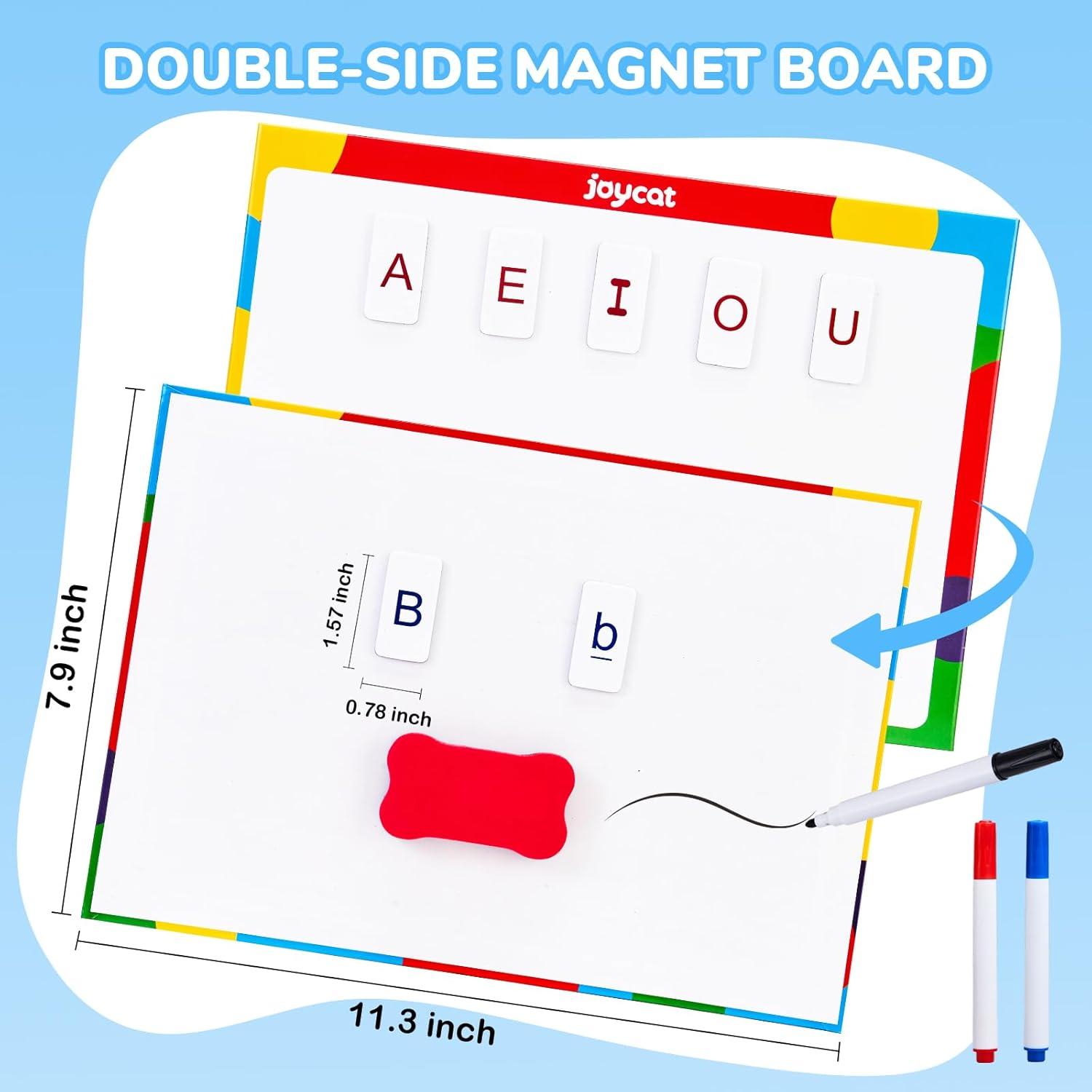 Classroom Magnetic Letter Tiles for Phonics and Spelling-JoyCat 234 Foam Alphabet Tiles Magnetic Letters with Double-Side Magnet Board and Compartment Storage Case(234)