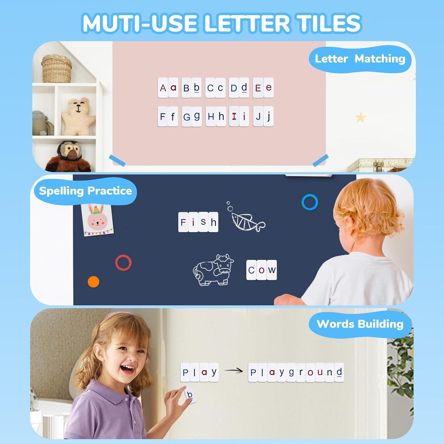 Classroom Magnetic Letter Tiles for Phonics and Spelling-JoyCat 234 Foam Alphabet Tiles Magnetic Letters with Double-Side Magnet Board and Compartment Storage Case(234)