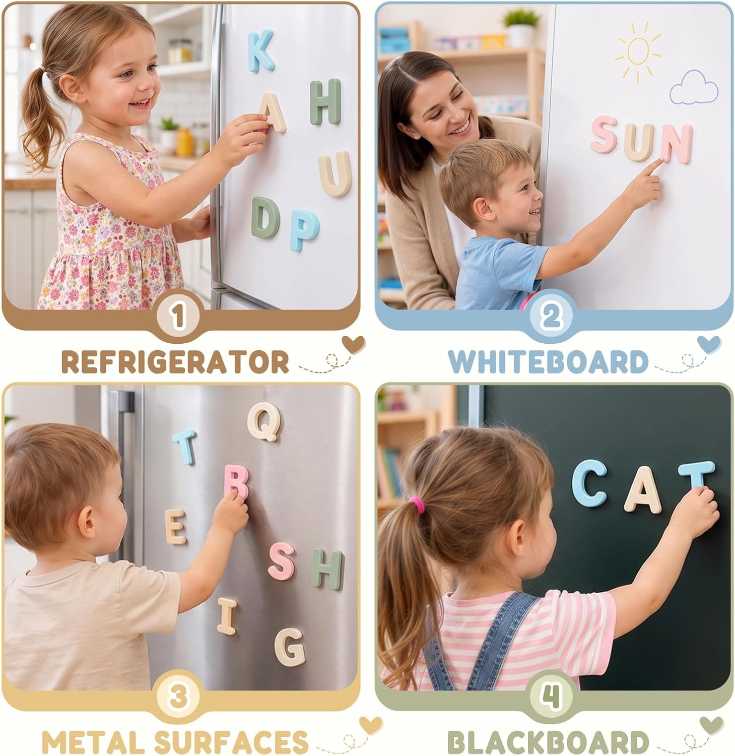 JoyCat Silicone Magnetic Alphabet Letters, 26 Uppercase ABC Fridge Magnets for Toddlers & Kids, Preschool Learning Refrigerator Toy Set, Birthday Gifts for Boys and Girls (Sunny Color)(Calm)