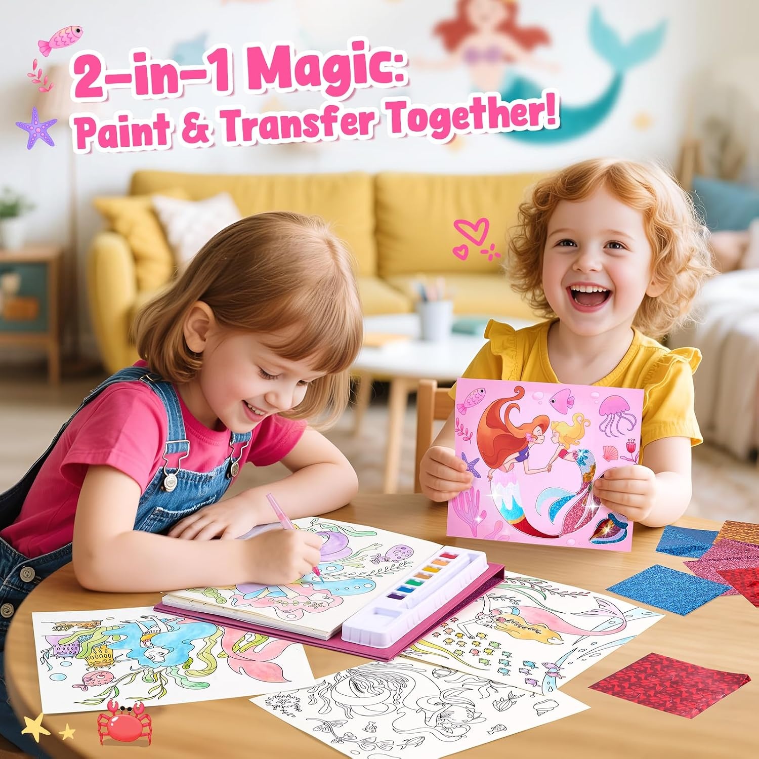 JoyCat Paint with Water Coloring Books & Shimmer Art (Fairy)(Pink)