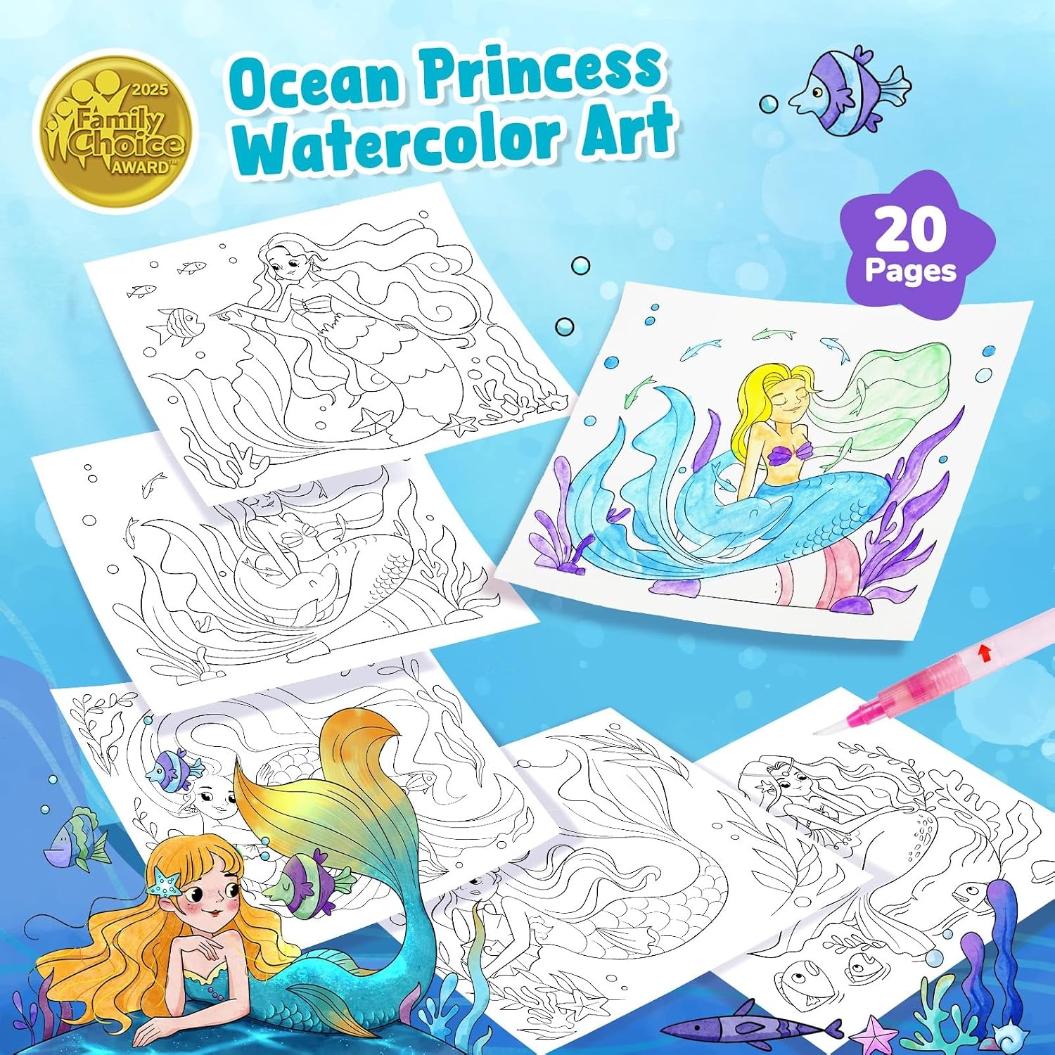 JoyCat Paint with Water Coloring Books for Toddlers (Bugs & Blossoms)(Underwater World)