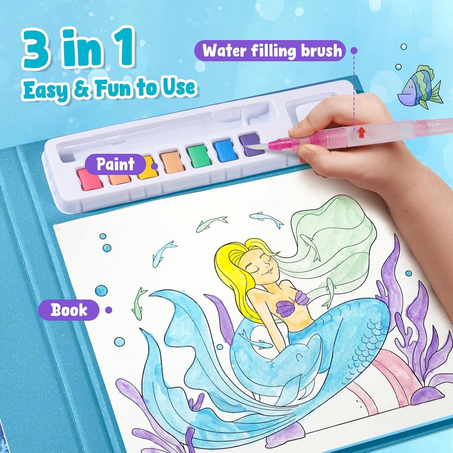 JoyCat Paint with Water Coloring Books for Toddlers (Bugs & Blossoms)(Underwater World)