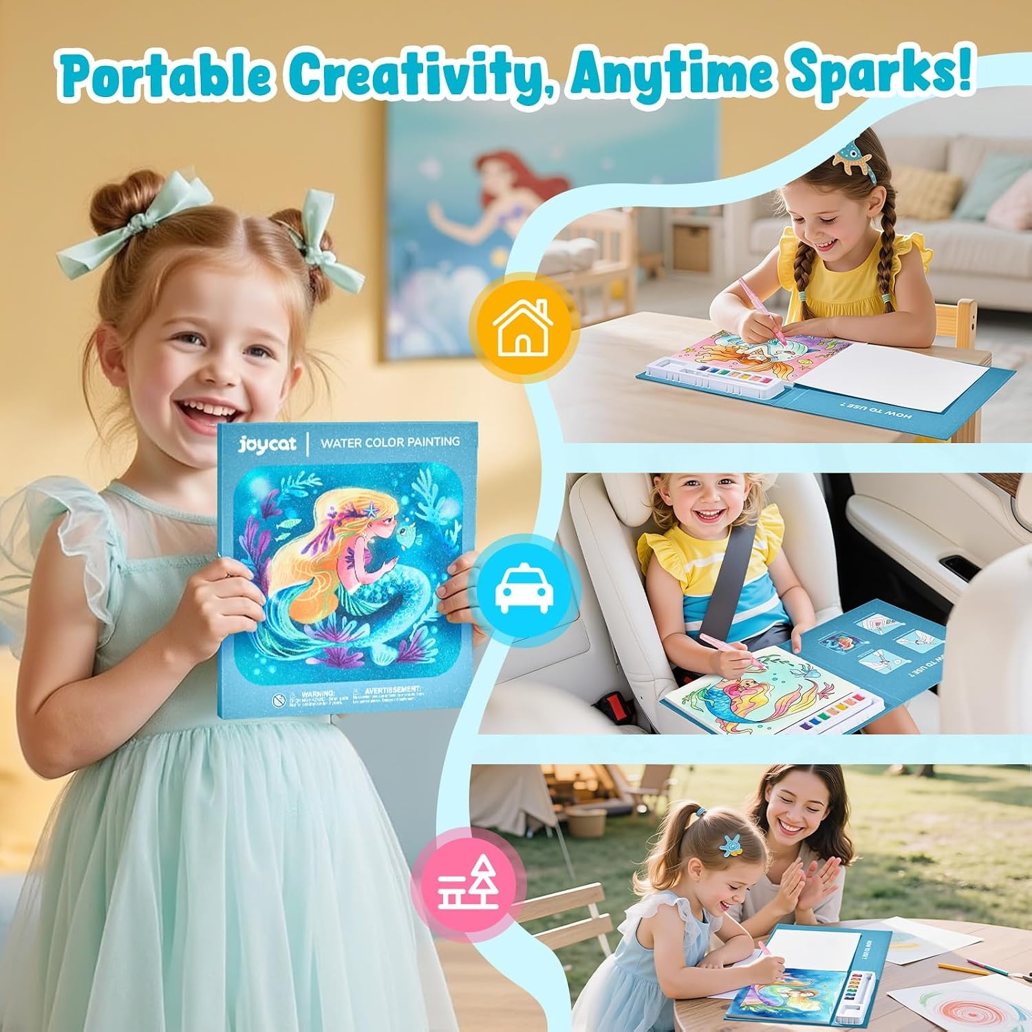 JoyCat Paint with Water Coloring Books for Toddlers (Bugs & Blossoms)(Underwater World)