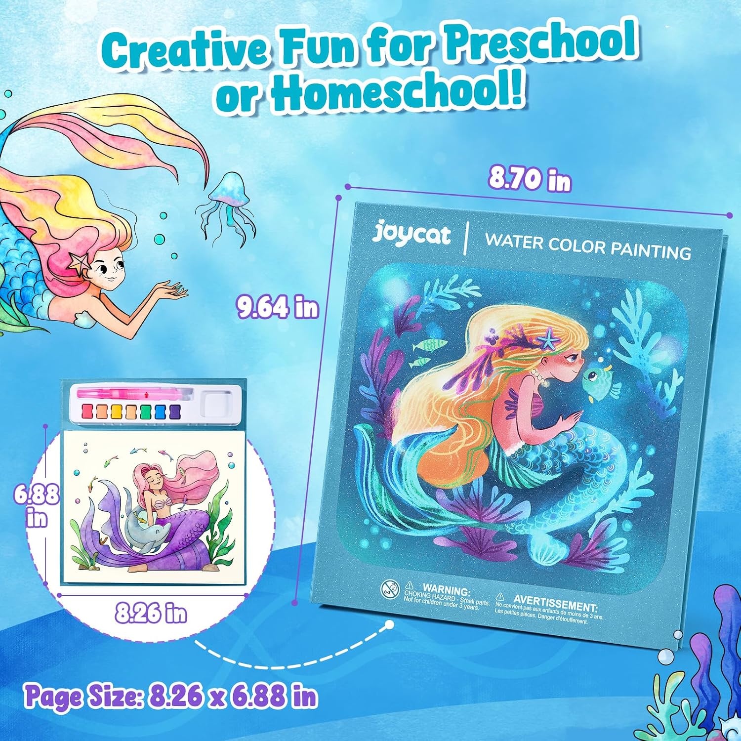 JoyCat Paint with Water Coloring Books for Toddlers (Bugs & Blossoms)(Underwater World)