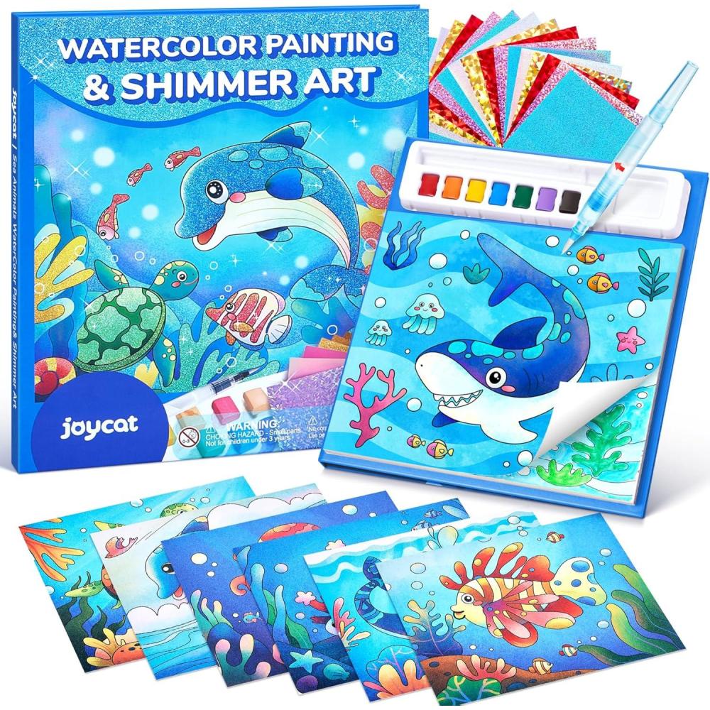 JoyCat Paint with Water Coloring Books, Art & Craft Activity, No Mess Art for Kids Ages 4-8, Craft Kits & Supplies, DIY Creative Activity, Gifts for Girls & Boys (Ocean Princess)(Sea Animals)