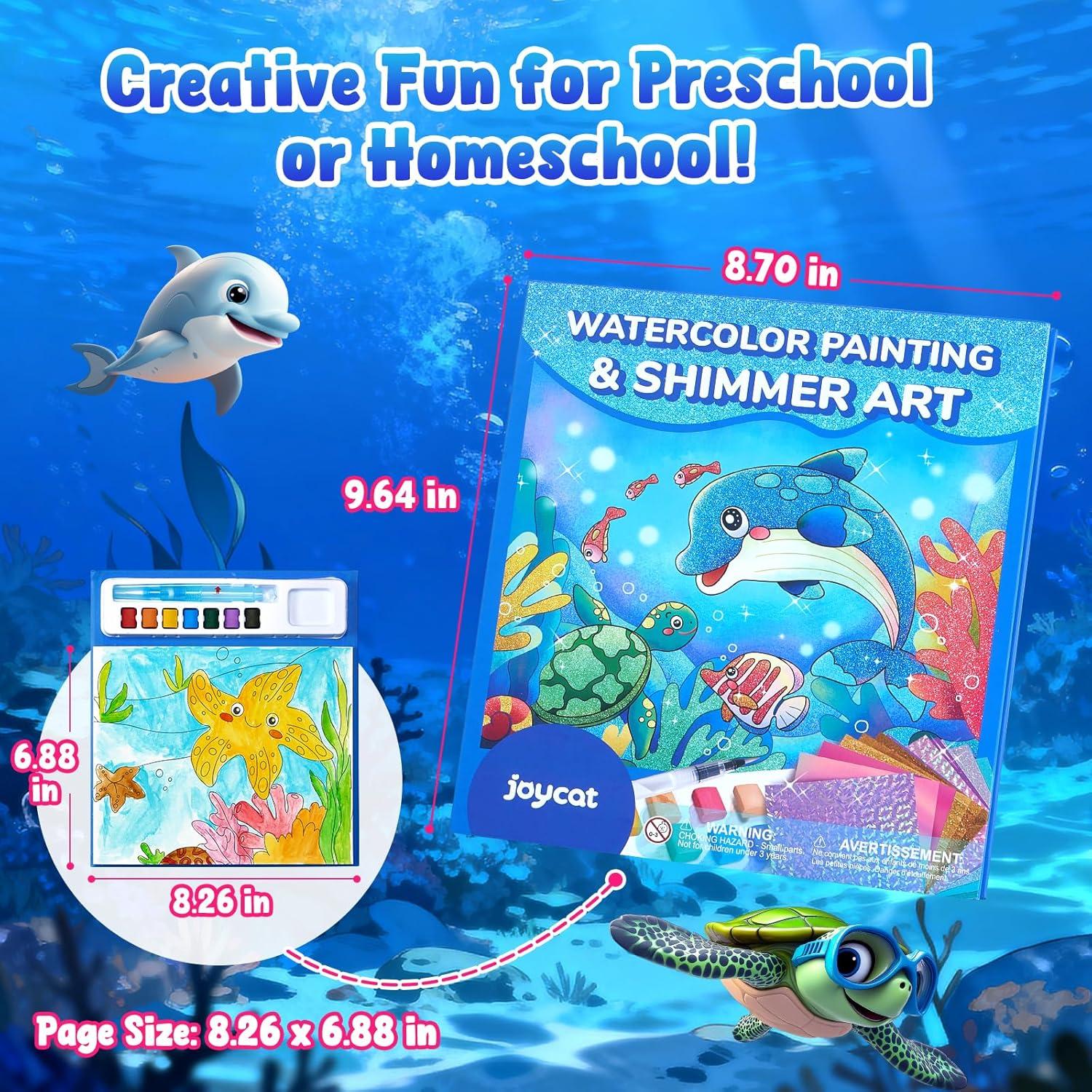 JoyCat Paint with Water Coloring Books, Art & Craft Activity, No Mess Art for Kids Ages 4-8, Craft Kits & Supplies, DIY Creative Activity, Gifts for Girls & Boys (Ocean Princess)(Sea Animals)