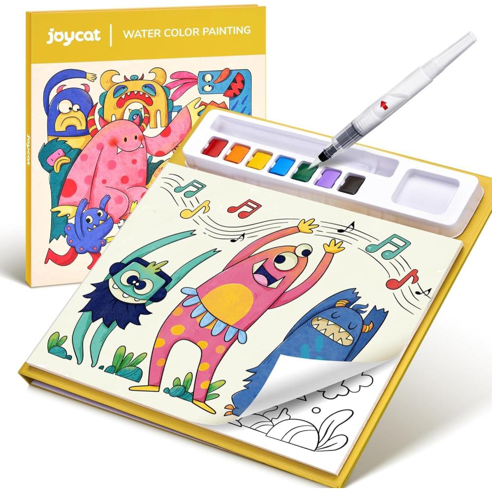 JoyCat Paint with Water Coloring Books for Toddlers, Watercolor Painting Sets for Kids Ages 3-5 4-8, Arts and Crafts Drawing Activities Toy Birthday Gift for Boys Girls (Comics)(Monsters)