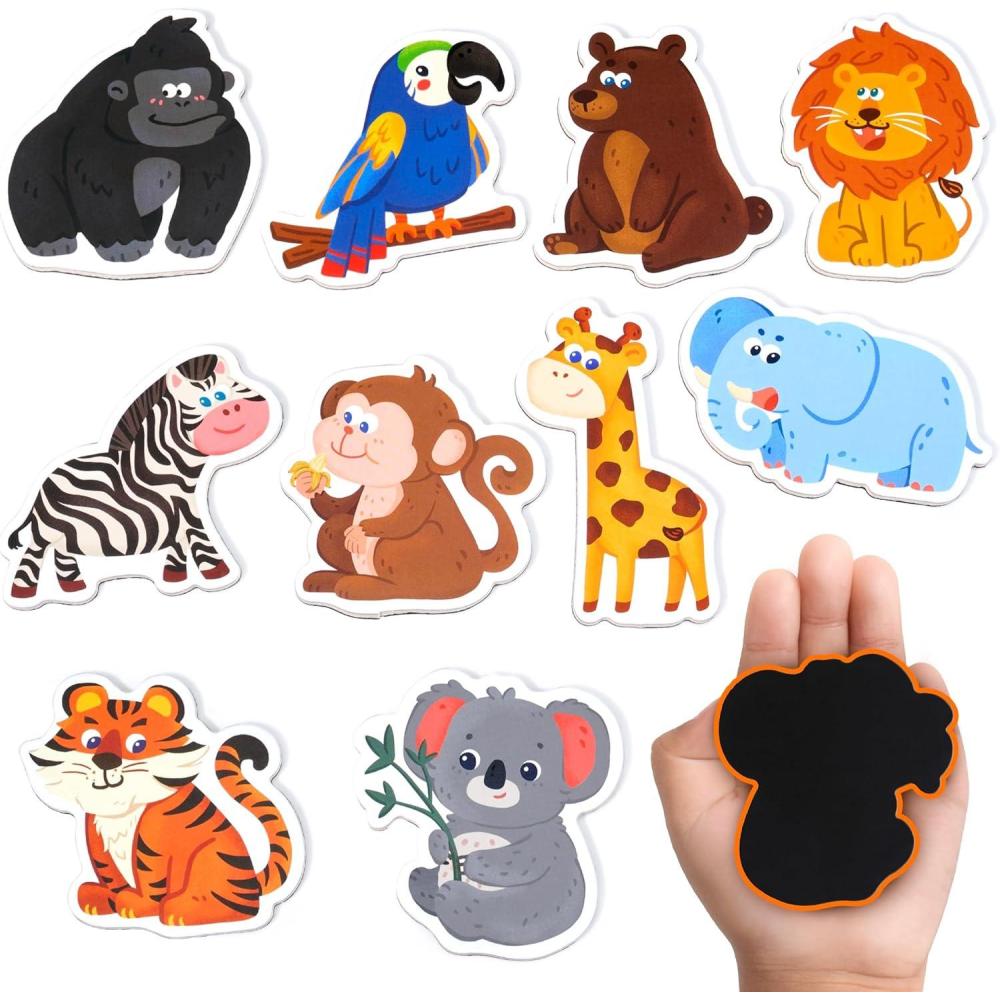 JoyCat Wooden Fridge Magnets for Toddlers – 10 Cute Zoo Animals – Full Back Magnetic Toddler Magnets, Large Refrigerator Baby Toys, Fun Educational Learning Gifts for Preschool Kids Ages 2+(Zoo)