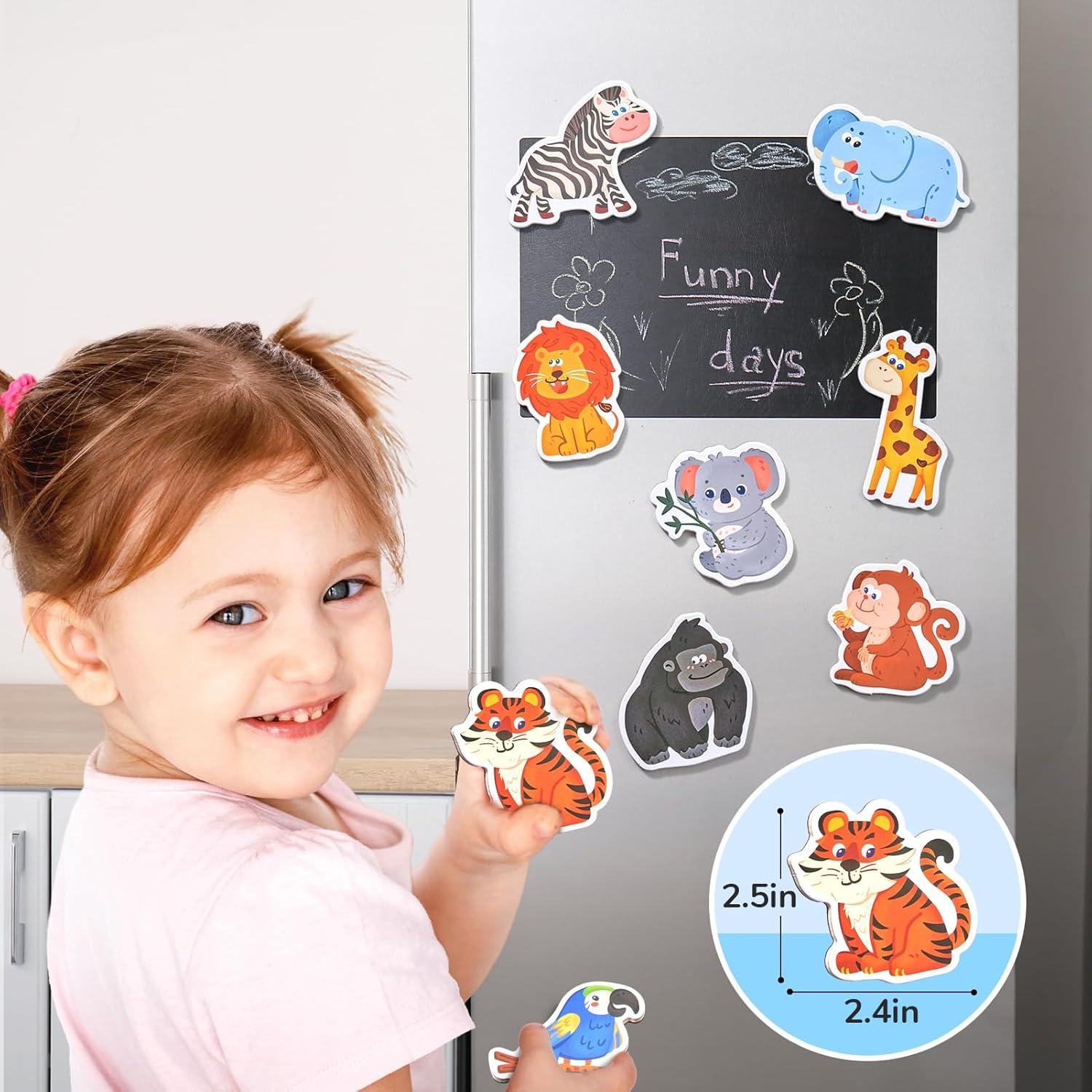 JoyCat Wooden Fridge Magnets for Toddlers – 10 Cute Zoo Animals – Full Back Magnetic Toddler Magnets, Large Refrigerator Baby Toys, Fun Educational Learning Gifts for Preschool Kids Ages 2+(Zoo)