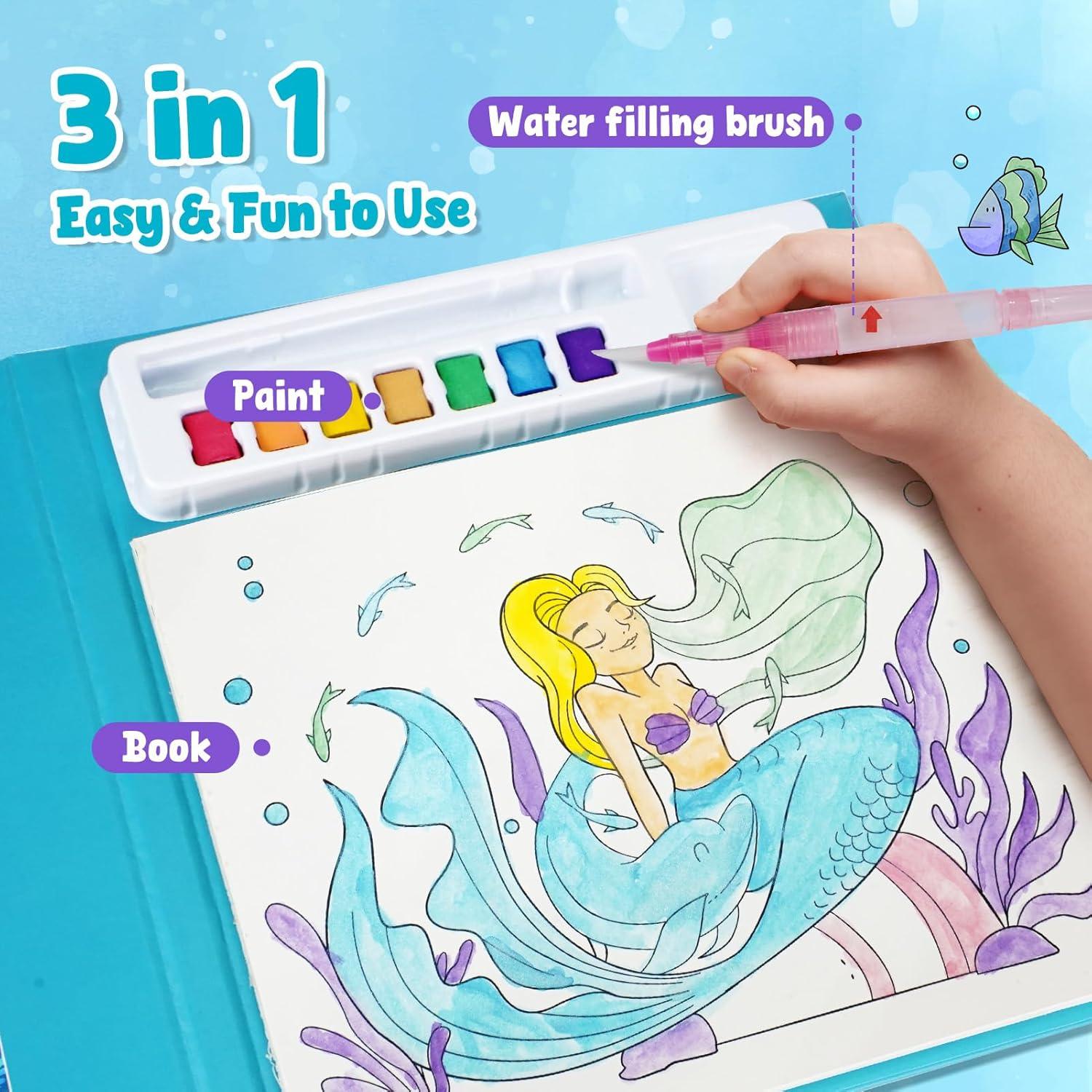 JoyCat Paint with Water Coloring Books for Toddlers, Watercolor Painting Sets for Kids Ages 3-5 4-8, Arts and Crafts Drawing Activities Toy Birthday Gift for Boys Girls (Comics)(Underwater World)