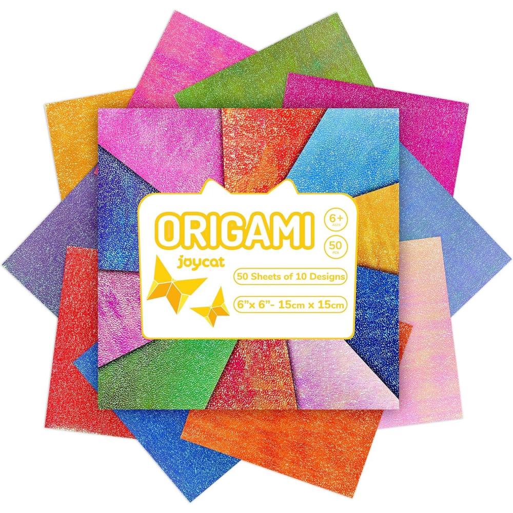 Dreamy Fantasy Origami Paper – 50 Sheets 6×6 Inches – Double-Sided Ethereal Patterns for Magic, Mythical & Celestial Crafts – for Adults, Kids & Artists, Ideal for Scrapbooking.(Textured Paper)