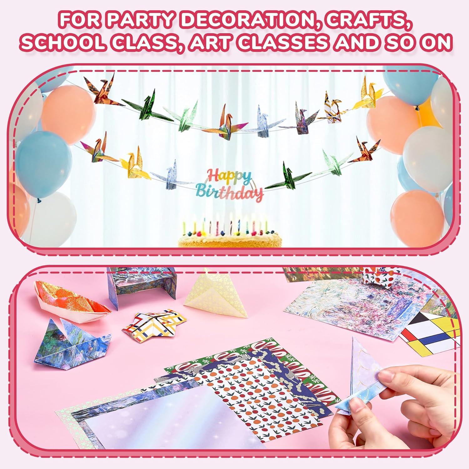 Dreamy Fantasy Origami Paper – 50 Sheets 6×6 Inches – Double-Sided Ethereal Patterns for Magic, Mythical & Celestial Crafts – for Adults, Kids & Artists, Ideal for Scrapbooking.(Textured Paper)
