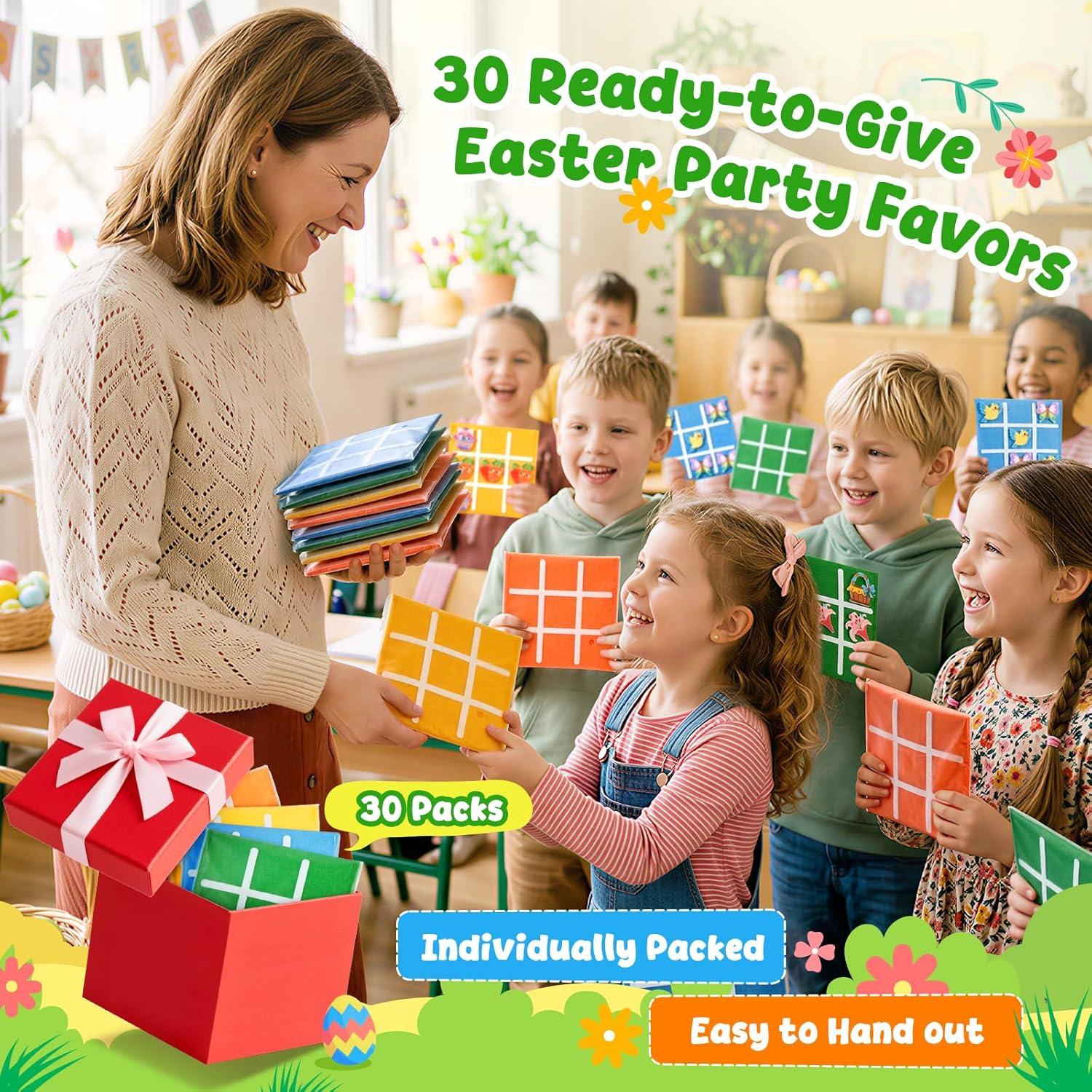JoyCat Tic Tac Toe Mini Board Game Toy for Kids and Family,Birthday Party Favors,Goody Bag,Fun Indoor Game Night Activity,Gifts for Students,Easy to Store(Bulk Pack of 12)(Easter)