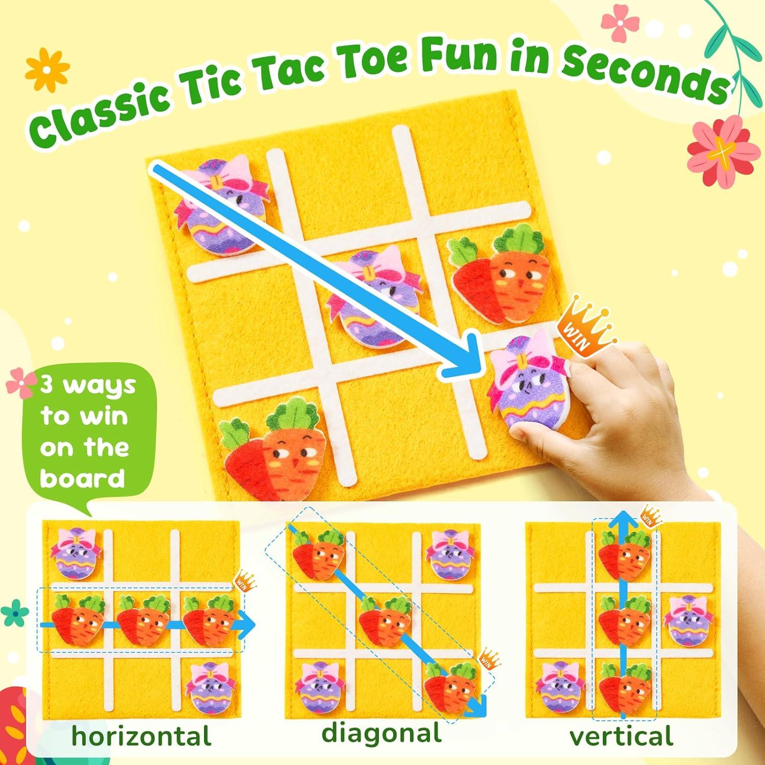 JoyCat Tic Tac Toe Mini Board Game Toy for Kids and Family,Birthday Party Favors,Goody Bag,Fun Indoor Game Night Activity,Gifts for Students,Easy to Store(Bulk Pack of 12)(Easter)
