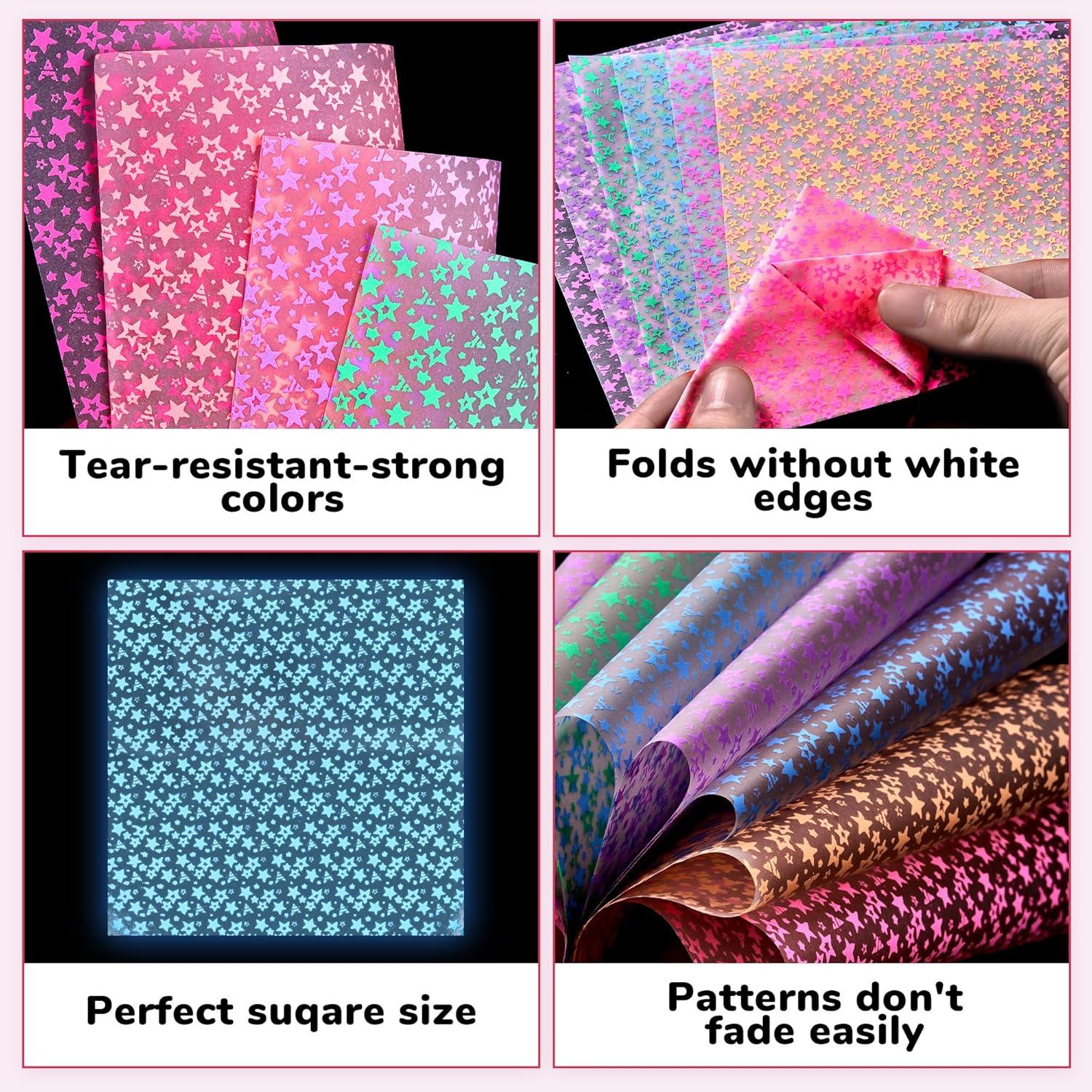 JoyCat Origami Papers, 6×6 Inches – Floral & Botanical Origami Paper – 50 Sheets Double-Sided Vintage Flower Patterns, Retro Nature Folding Paper for Scrapbooking(Deep Glow)