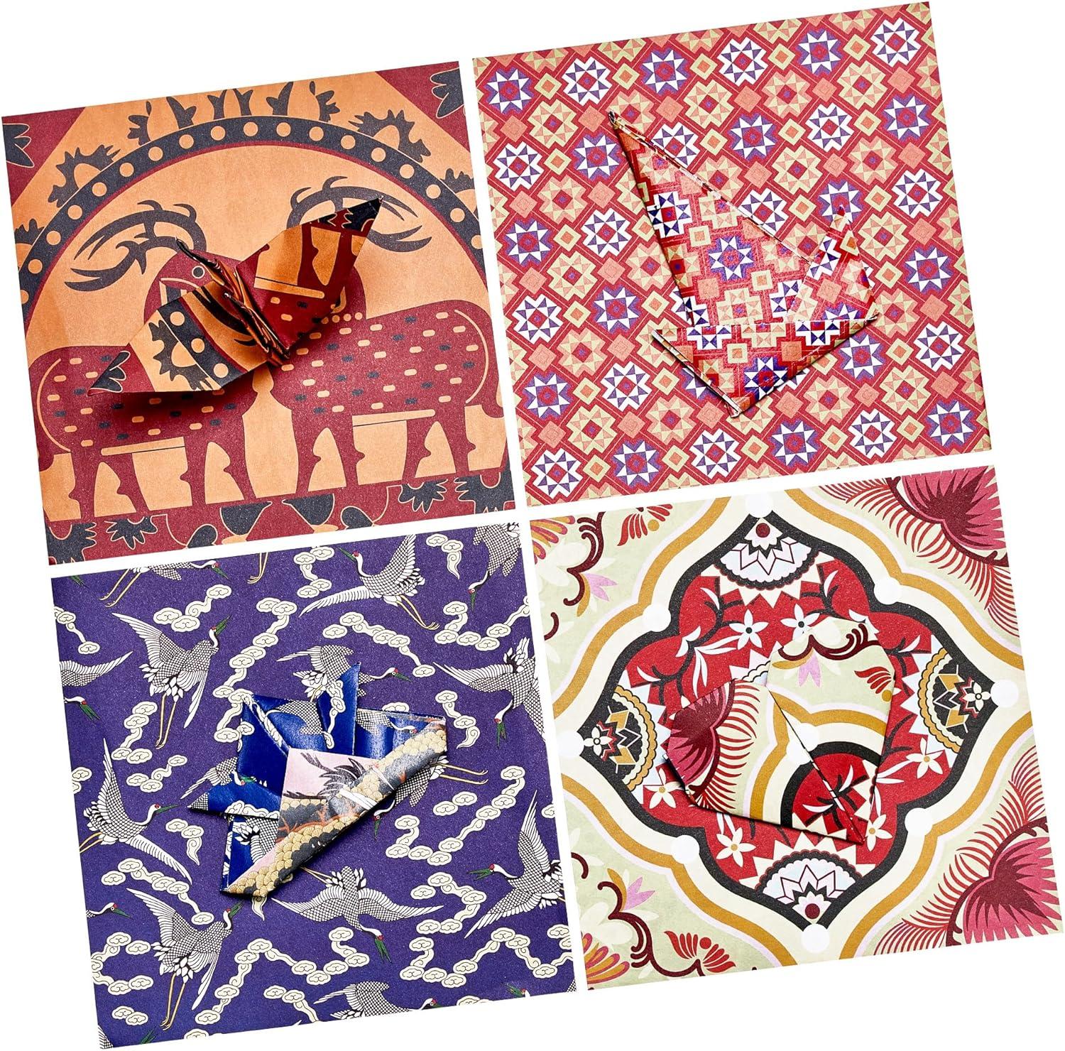 JoyCat Origami Papers, 6×6 Inches – Floral & Botanical Origami Paper – 50 Sheets Double-Sided Vintage Flower Patterns, Retro Nature Folding Paper for Scrapbooking(Ethnic Patterns)