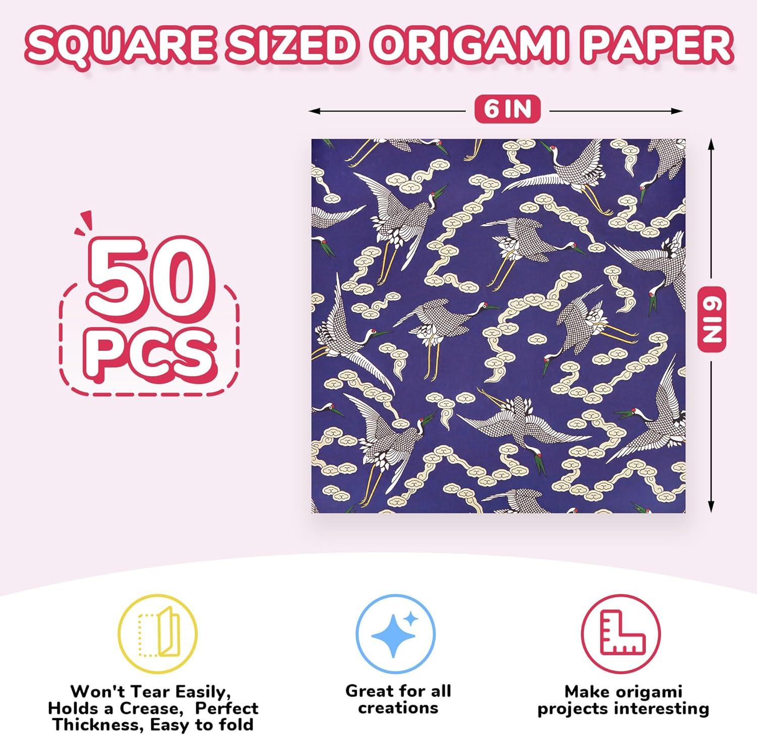 JoyCat Origami Papers, 6×6 Inches – Floral & Botanical Origami Paper – 50 Sheets Double-Sided Vintage Flower Patterns, Retro Nature Folding Paper for Scrapbooking(Ethnic Patterns)
