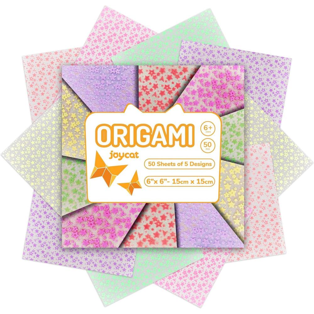 JoyCat Origami Papers, 6×6 Inches – Floral & Botanical Origami Paper – 50 Sheets Double-Sided Vintage Flower Patterns, Retro Nature Folding Paper for Scrapbooking(Pastel Glow)