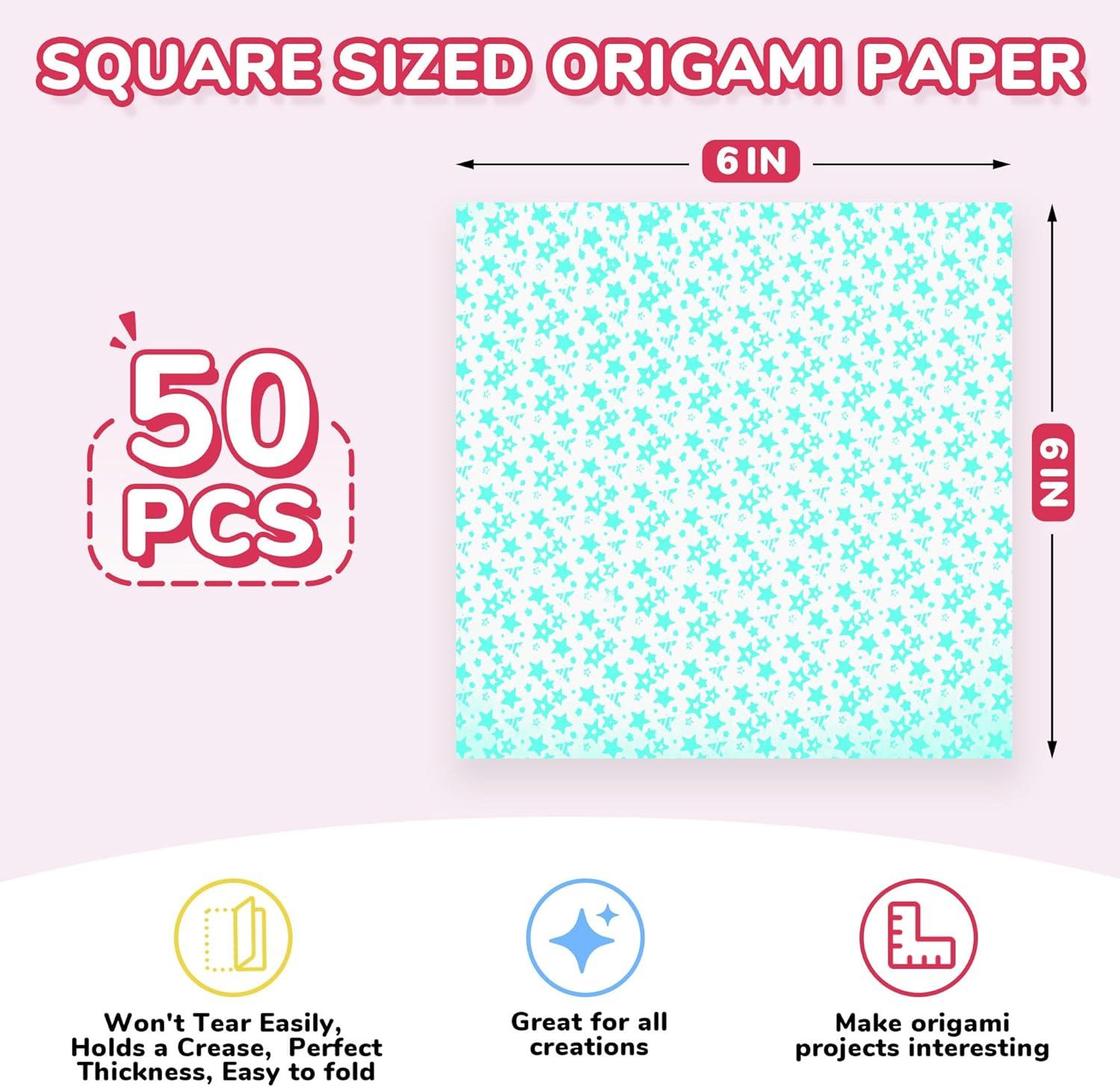 JoyCat Origami Papers, 6×6 Inches – Floral & Botanical Origami Paper – 50 Sheets Double-Sided Vintage Flower Patterns, Retro Nature Folding Paper for Scrapbooking(Pastel Glow)