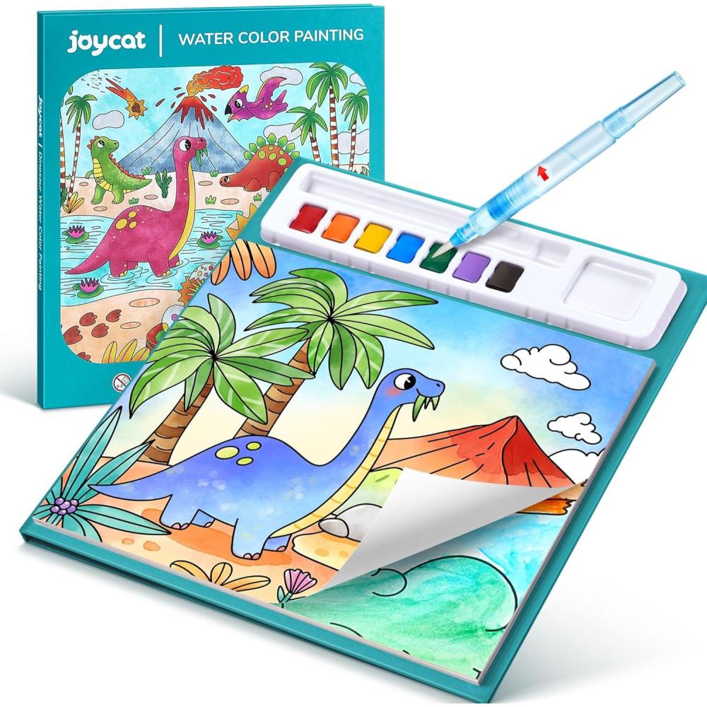 JoyCat Paint with Water Coloring Books for Toddlers, Watercolor Painting Sets for Kids Ages 3-5 4-8, Arts and Crafts Drawing Activities Toy Birthday Gift for Boys Girls (Comics)(Dinosaurs)