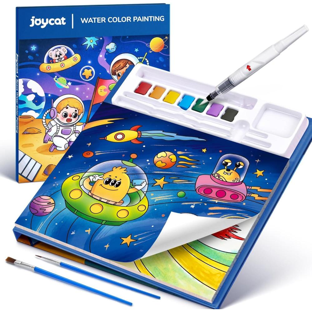 JoyCat Paint with Water Coloring Books for Toddlers, Watercolor Painting Sets for Kids Ages 3-5 4-8, Arts and Crafts Drawing Activities Toy Birthday Gift for Boys Girls (Comics)(Space)