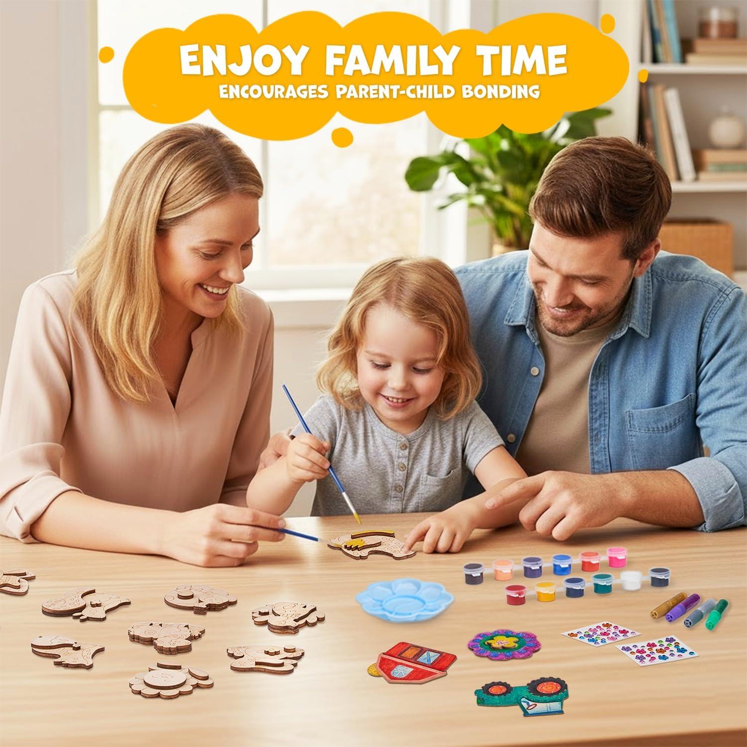 JoyCat DIY Wooden Magnets Kit, 13 Pcs Nature Art Supplies, Painting Kit, Arts and Crafts for Kids Ages 4-8 8-12, Party Favors, Christmas Crafts, Birthday Gifts, Toys for Boys Girls(Nature)