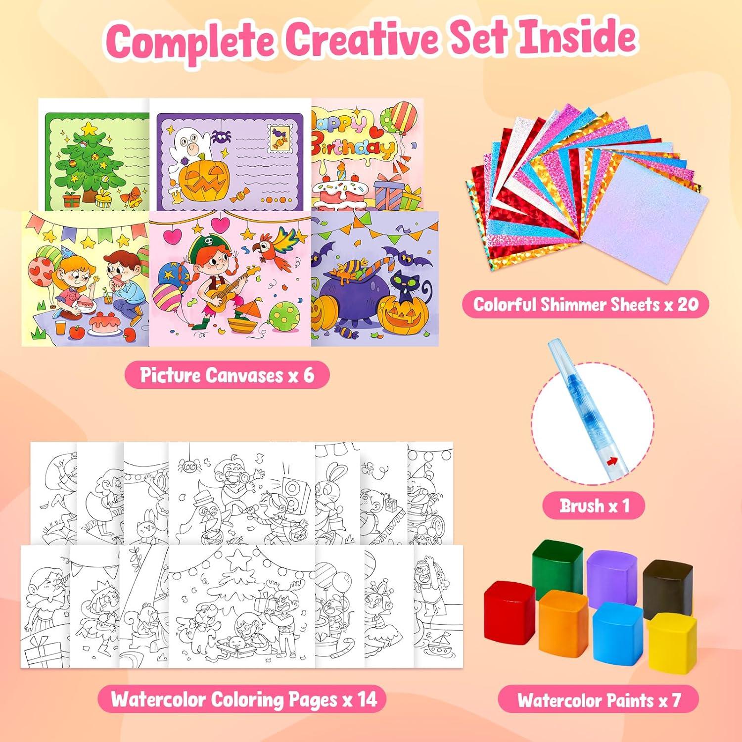 JoyCat Paint with Water Coloring Books, Art & Craft Activity, No Mess Art for Kids Ages 4-8, Craft Kits & Supplies, DIY Creative Activity, Gifts for Girls & Boys (Ocean Princess)(Party)