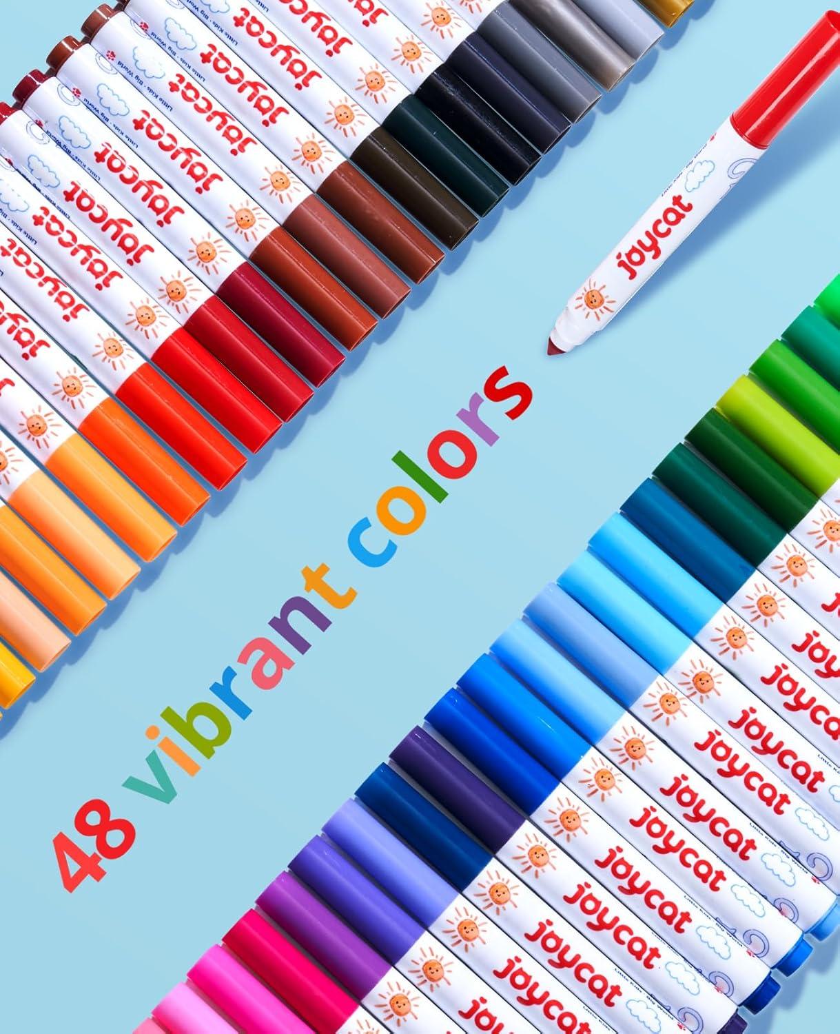 JoyCat 40 Colors Washable Markers Mega Pack, Deluxe Art Set with DIY Coloring Fabric Bag, Portable Broad Line Markers for Kids, Creative Art & Crafts Gift for Boys Girls Ages 4-12(48)