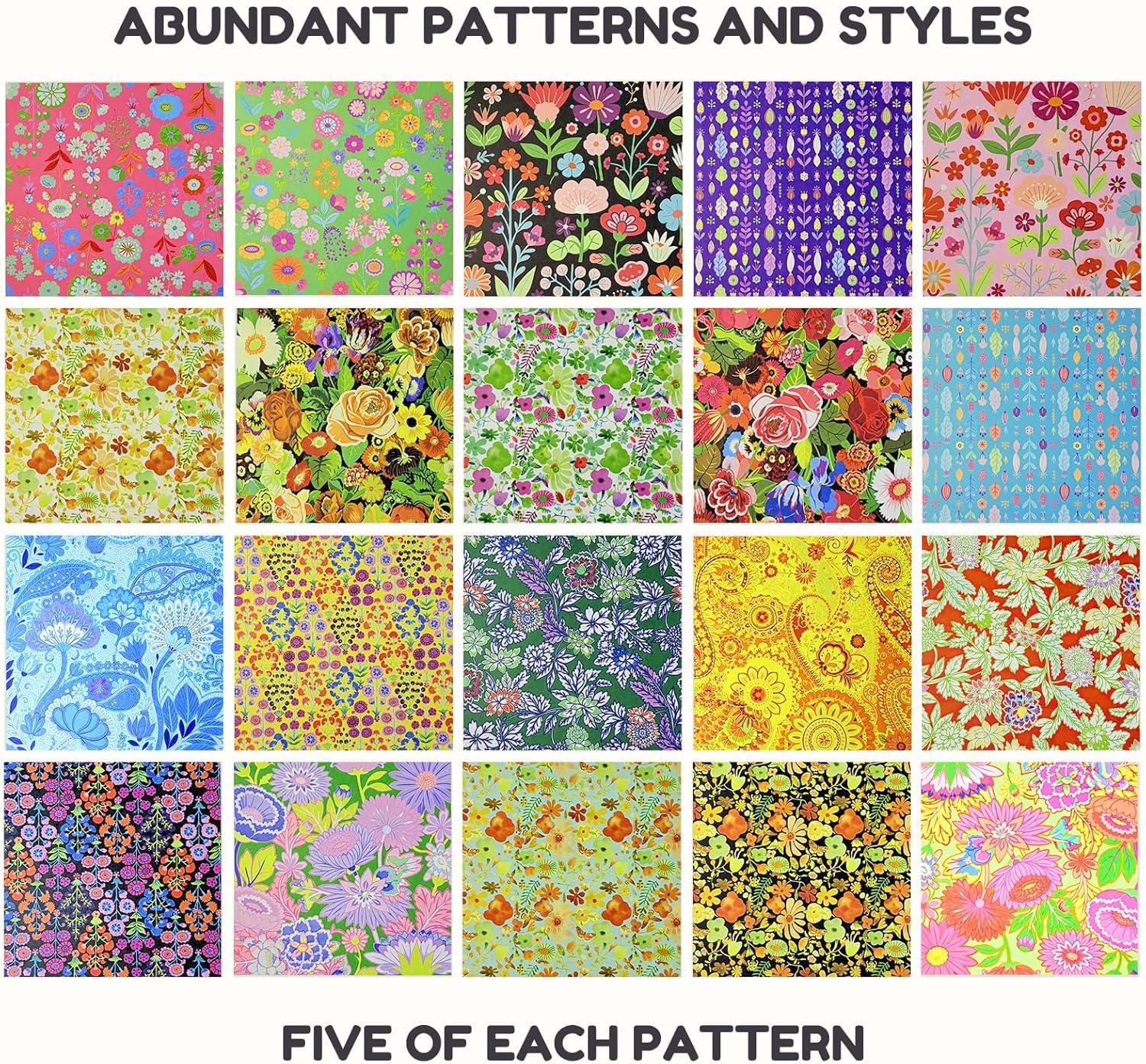 JoyCat Origami Papers, 6×6 Inches – Floral & Botanical Origami Paper – 50 Sheets Double-Sided Vintage Flower Patterns, Retro Nature Folding Paper for Scrapbooking(Floral Botanical)