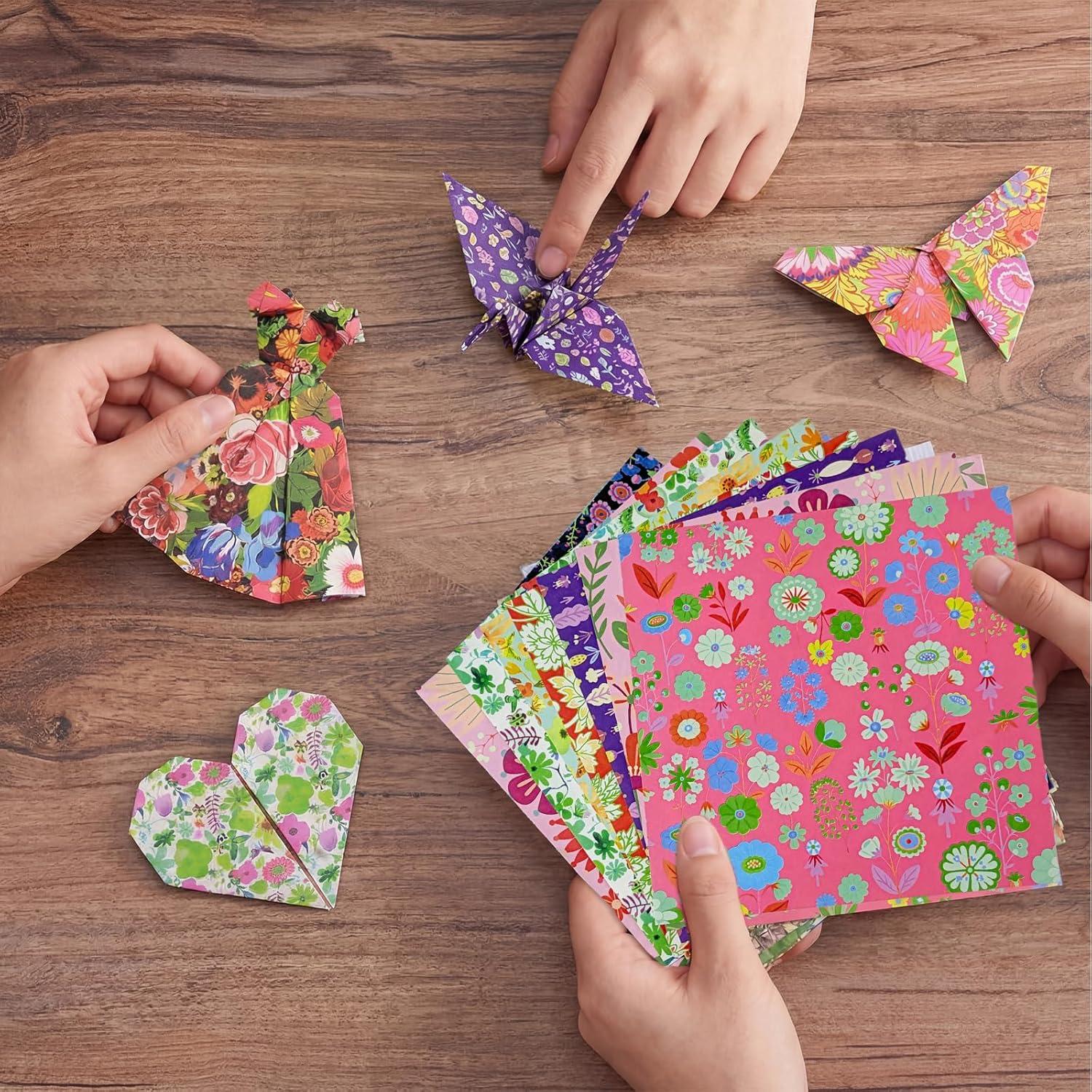 JoyCat Origami Papers, 6×6 Inches – Floral & Botanical Origami Paper – 50 Sheets Double-Sided Vintage Flower Patterns, Retro Nature Folding Paper for Scrapbooking(Floral Botanical)